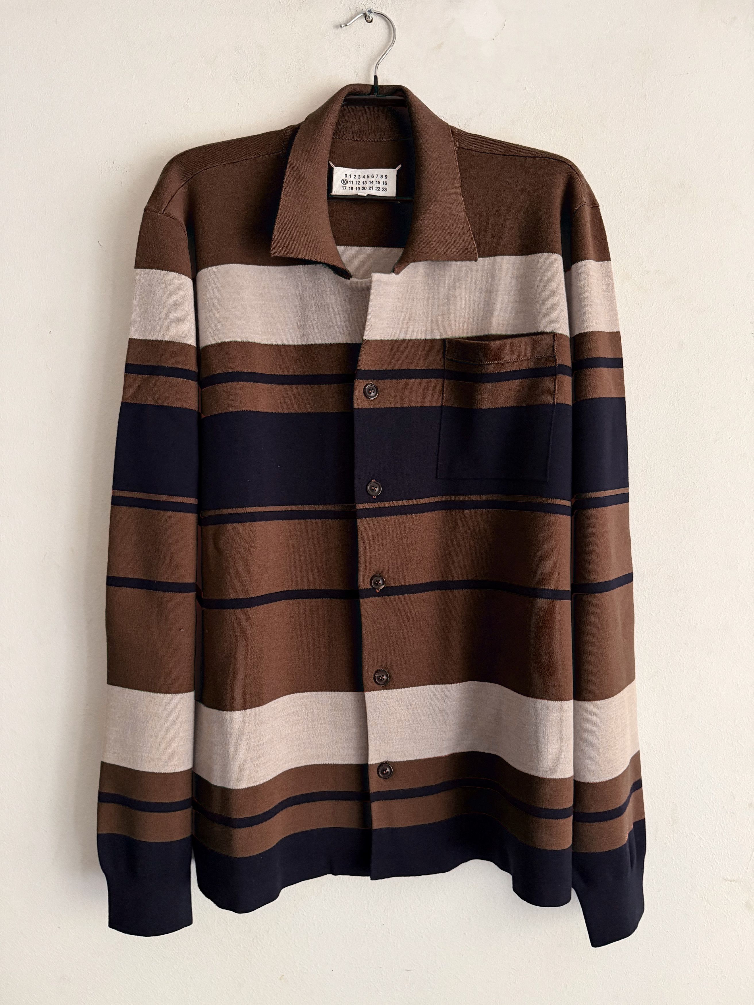 Maison Margiela Striped Knit Button Front Cardigan Size US XL / EU 56 / 4 - 4 Thumbnail