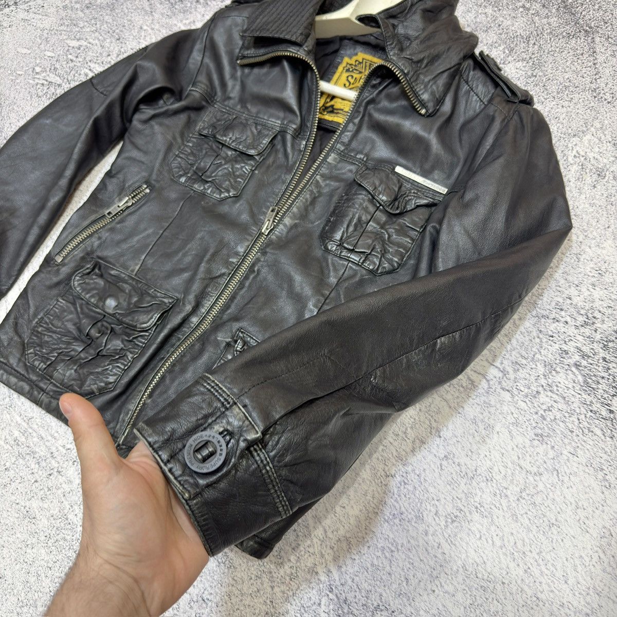 Genuine Leather × Superdry Superdry Black Genuine Leather Jacket M size Size US M / EU 48-50 / 2 - 8 Thumbnail