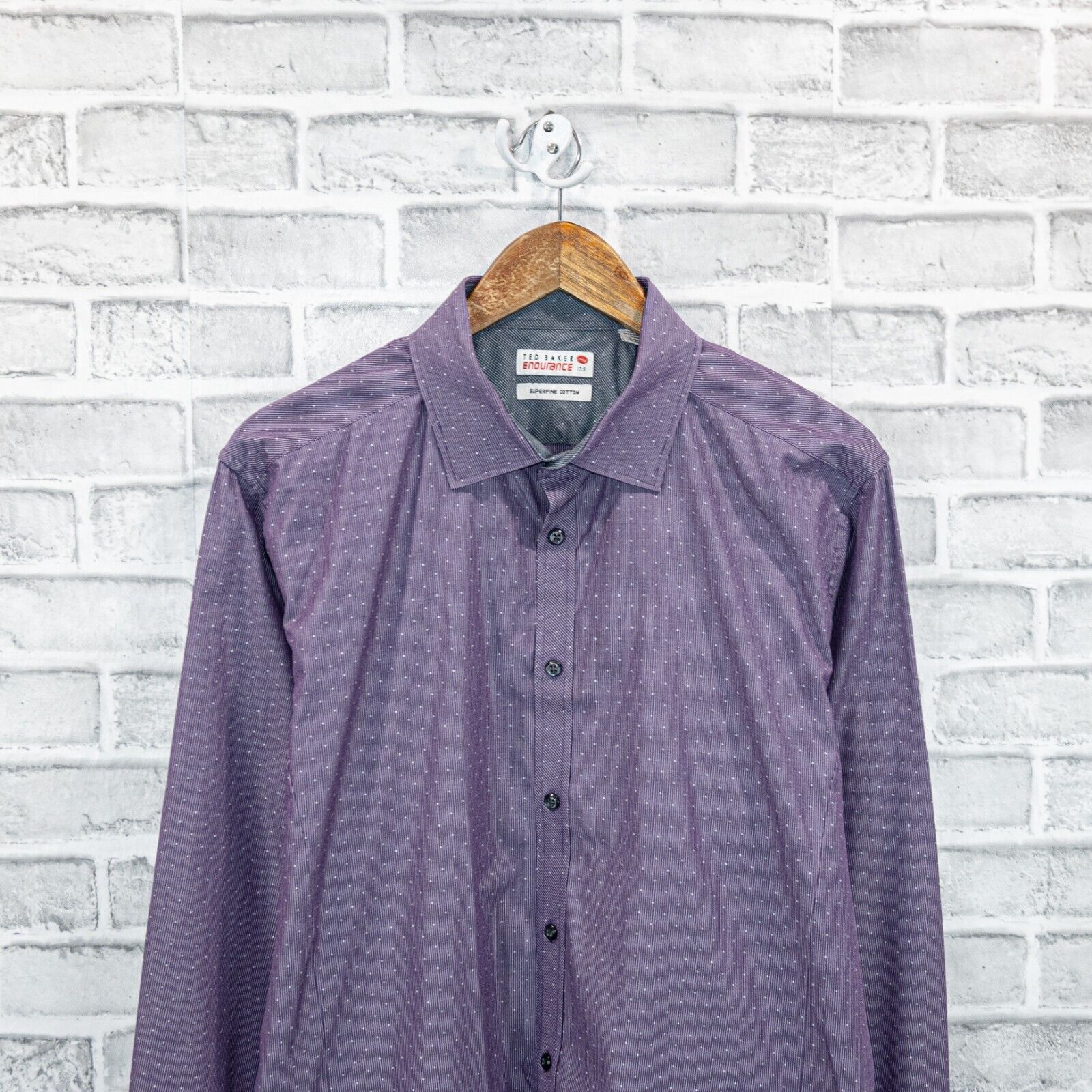 Ted Baker TED BAKER endurance Men's Button up Shirt in Purple stripe Size US XL / EU 56 / 4 - 4 Thumbnail