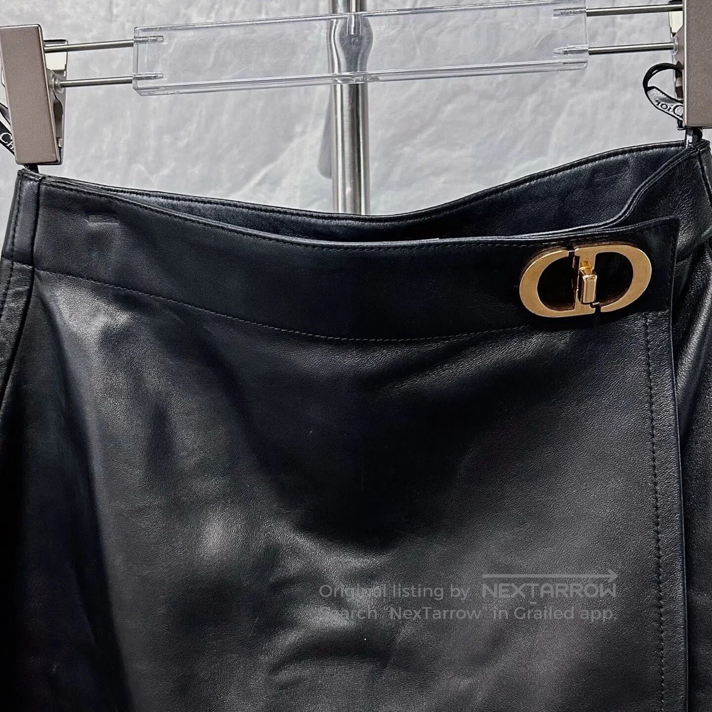 Dior black leather shorts with CD buckle. Size 33" - 2 Thumbnail