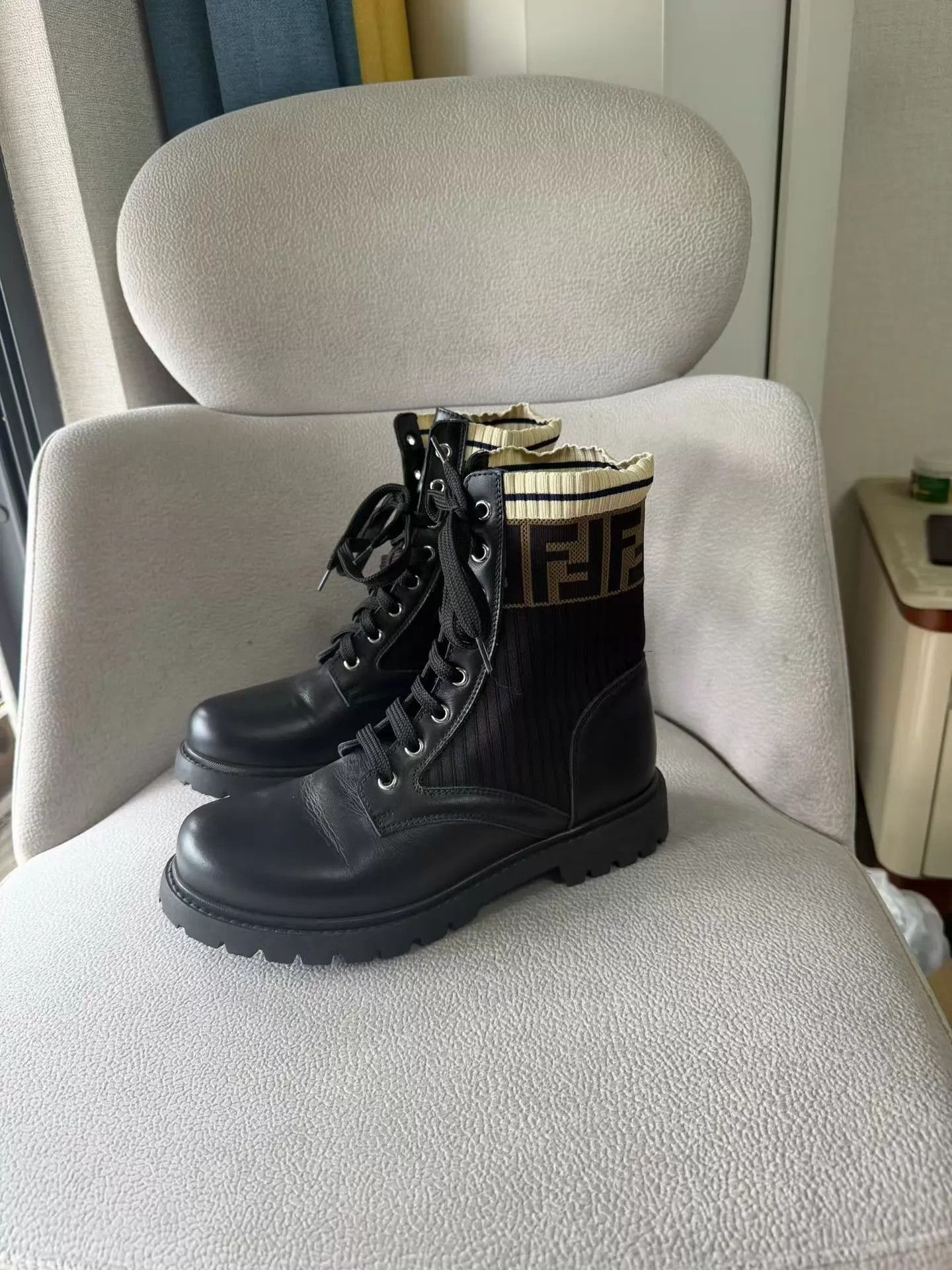 Fendi FENDI KOMA lace-up combat boots 37 black Size US 6.5 / IT 36.5 - 1 Thumbnail