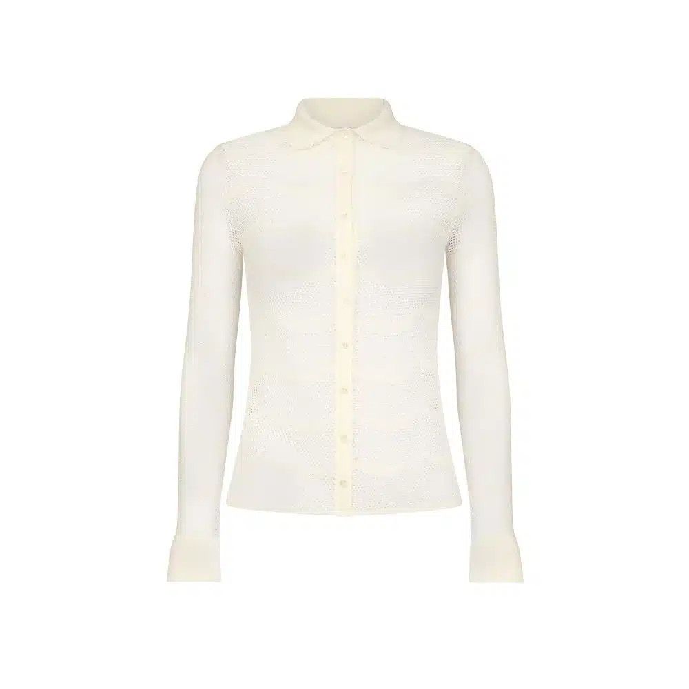 Tom Ford o1loc1c0326 CAK373 Silk Cotton Mesh Cardigan Shirt in White Size L / US 10 / IT 46 - 1 Thumbnail