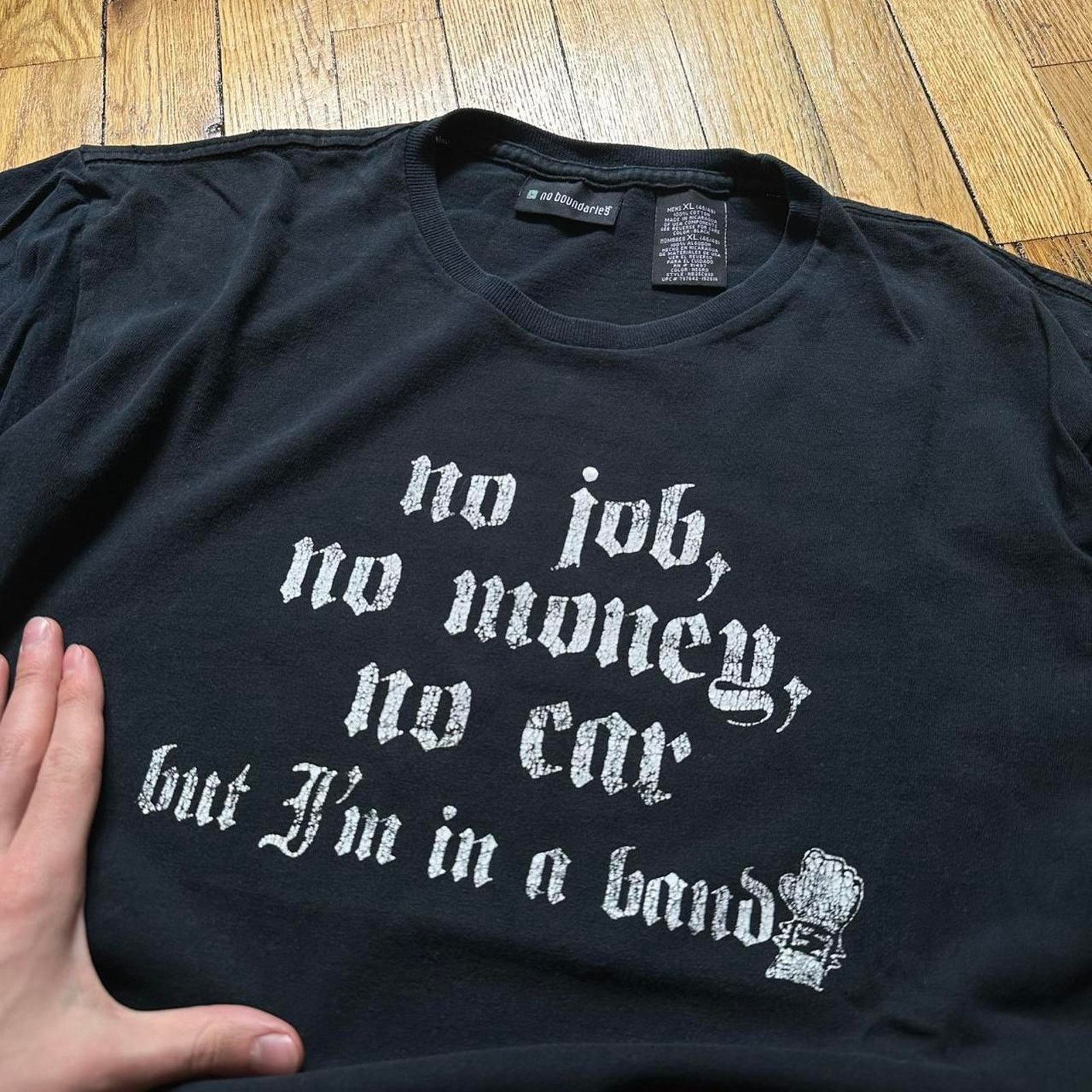 Vintage Vintage Y2K Black Faded No Job No Money Band Punk Shirt Size US XL / EU 56 / 4 - 4 Thumbnail