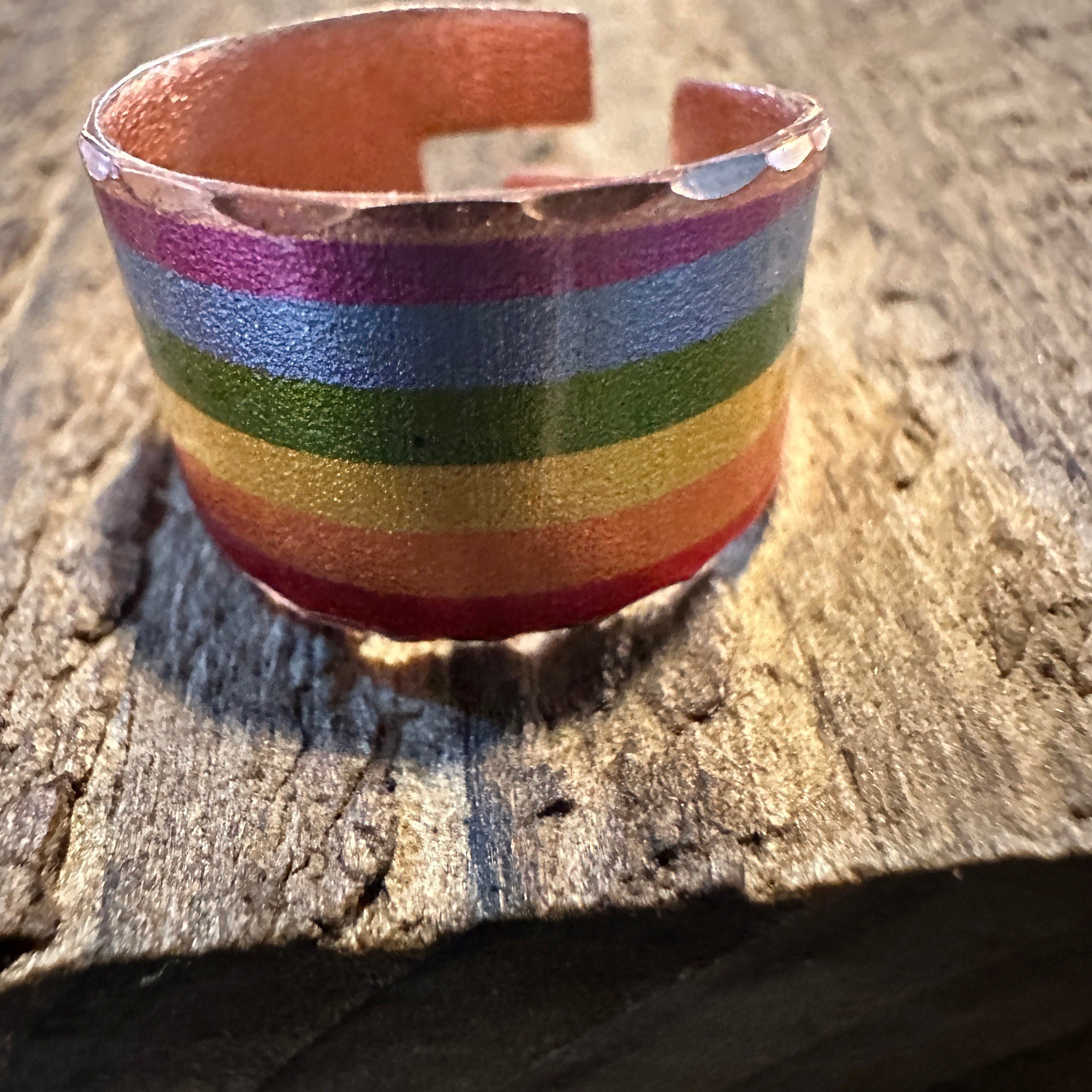 Other Handmade Boho Copper Narrow Cuff Bracelet, Diamond Cut Rainb Size ONE SIZE - 9 Thumbnail