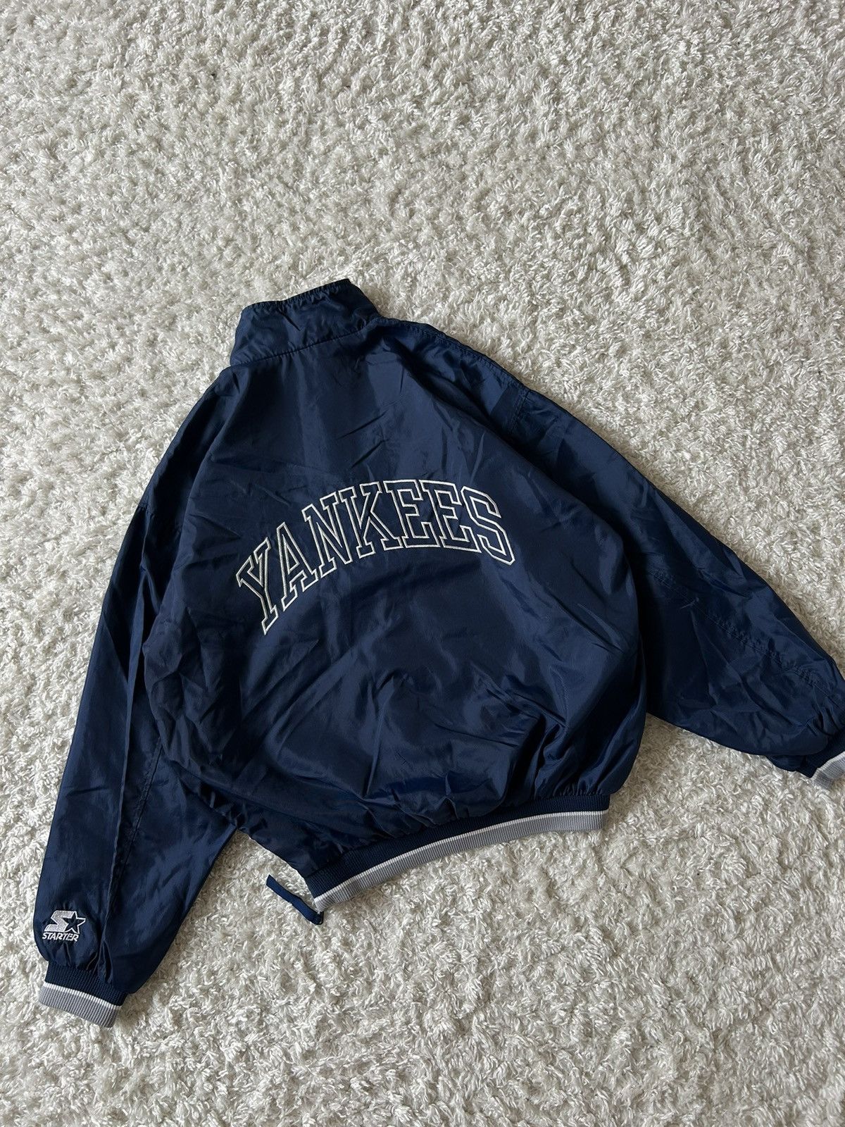 image of Anorak Bomber Vintage Yankees Starter Rap in Blue, Men's (Size Large)