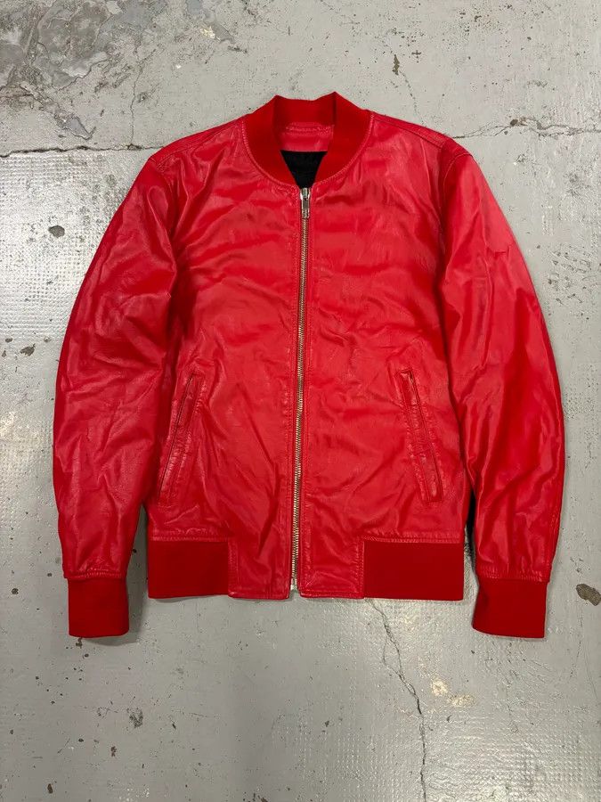 Dirk Bikkembergs 2010s Dirk Bikkembergs Red Leather Bomber Jacket Size US S / EU 44-46 / 1 - 1 Thumbnail