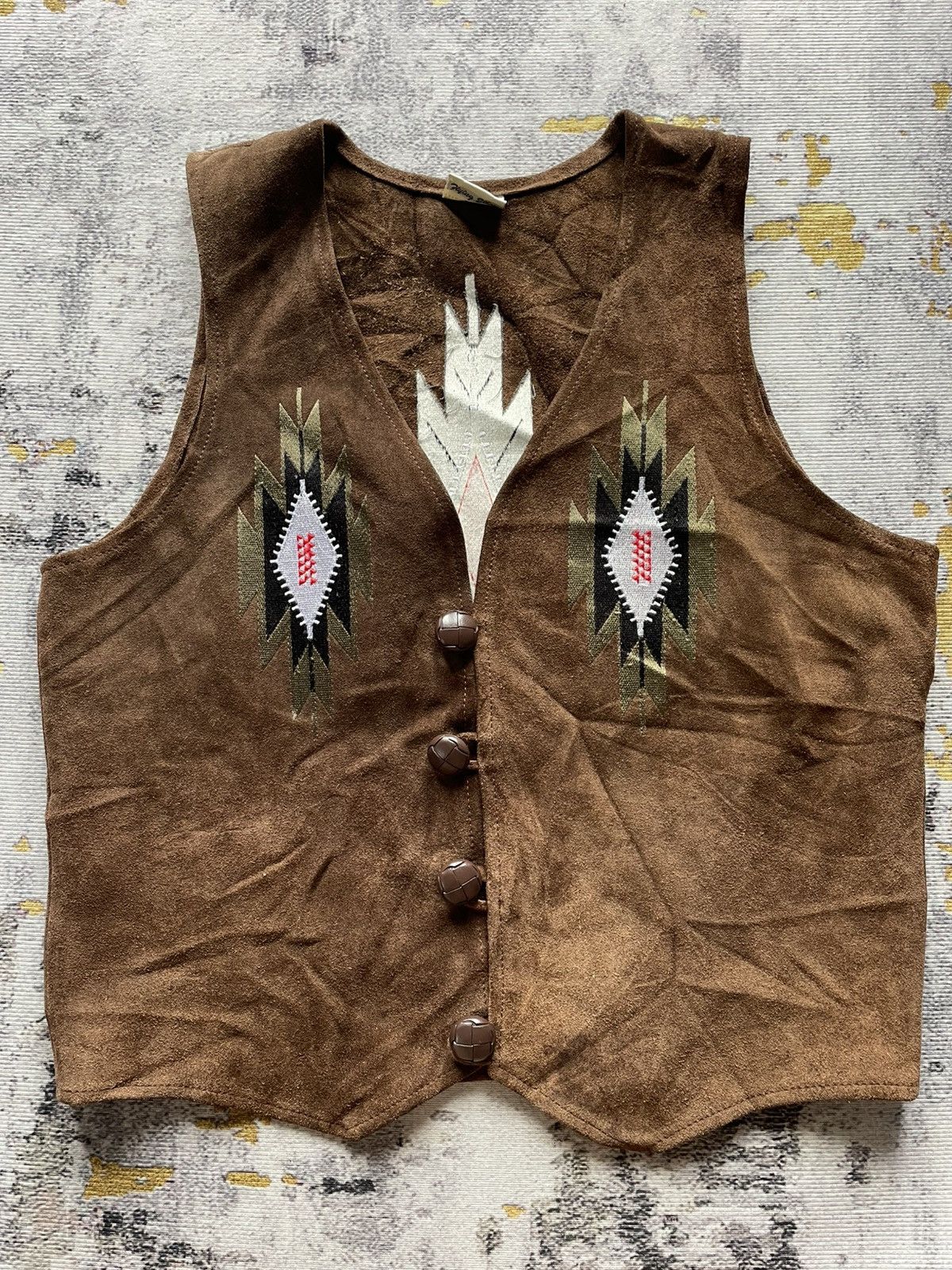 Vintage Vintage Flying Elbow Navajo Native Pigskin Leather Vest Size US S / EU 44-46 / 1 - 1 Thumbnail