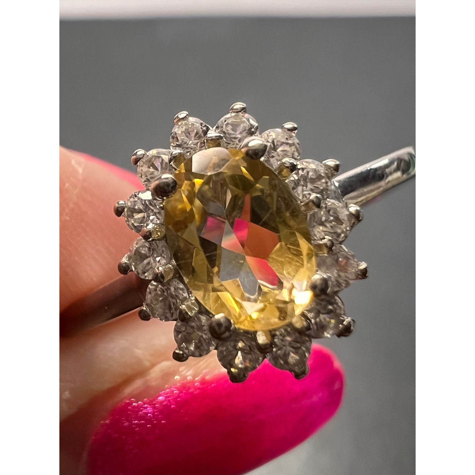 Other NEW Citrine zircon ring in platinum over sterling size 9 Size ONE SIZE - 3 Thumbnail