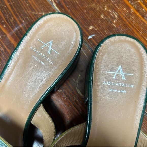 Aquatalia Aquatalia green leather step in sandal faux croc size 7 made Size US 7 / IT 37 - 10 Thumbnail