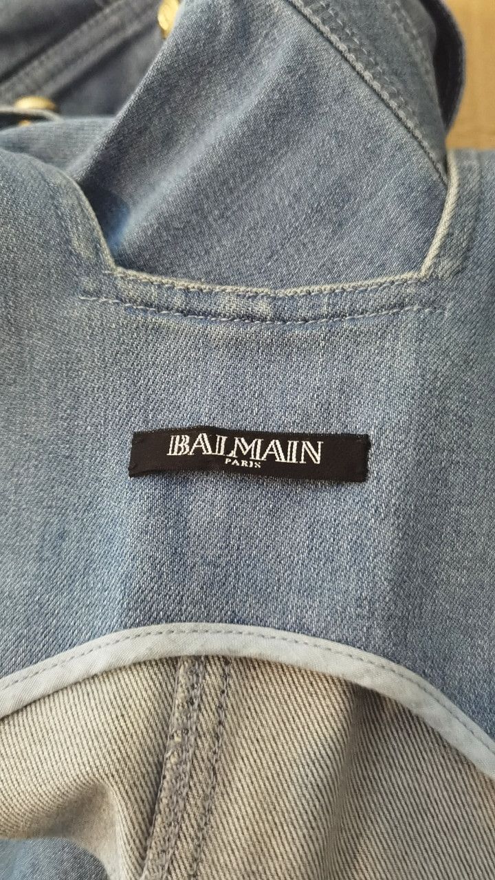 Balmain Balmain Square Neckline Gold Buttoned Denim Jumpsuit Size US 38 / EU 54 - 4 Thumbnail