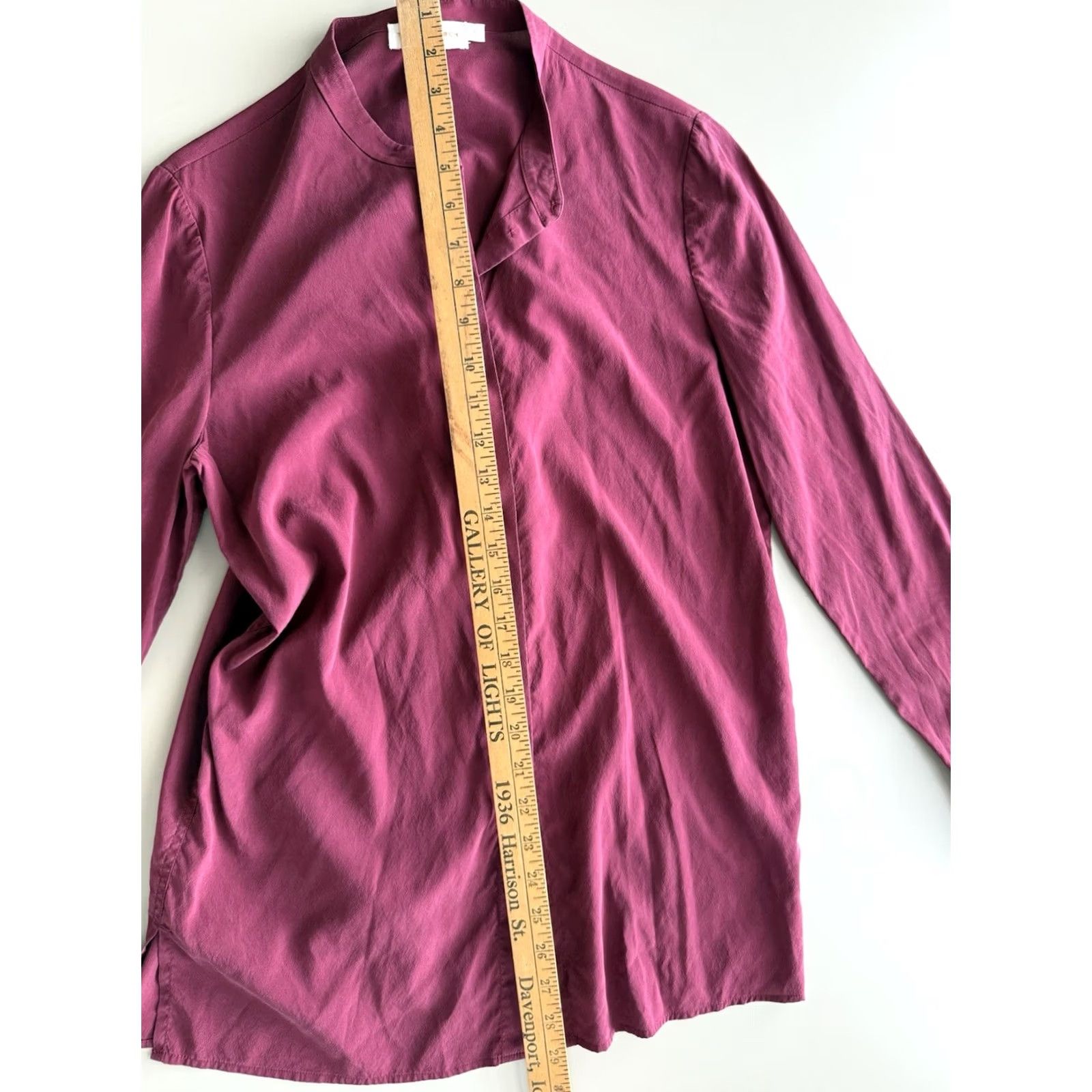 Tory Burch Tory Burch Blouse Bow Red Wine Womens Long Sleeve 6 Silk Spandex Crew Neck Button - Classic, 100% Silk, Solid, Dry Clean Only, Vintage No Size M / US 6-8 / IT 42-44 - 5 Thumbnail