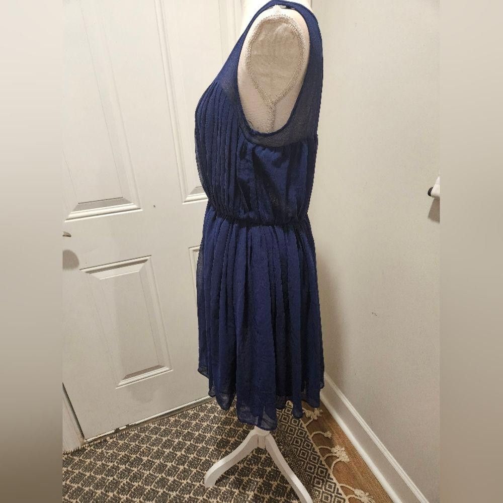 Designer Just Taylor Navy Blue Chiffon Dress Size L / US 10 / IT 46 - 5 Thumbnail