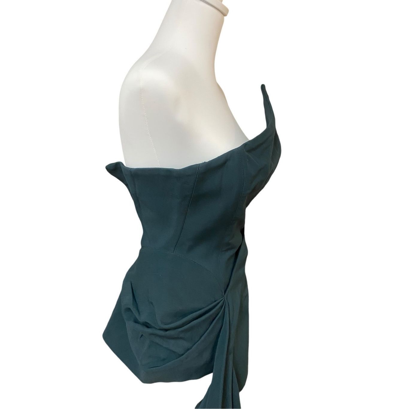 MUGLER Strapless Mini Dress in Dark Green Size 36 Small 2-4