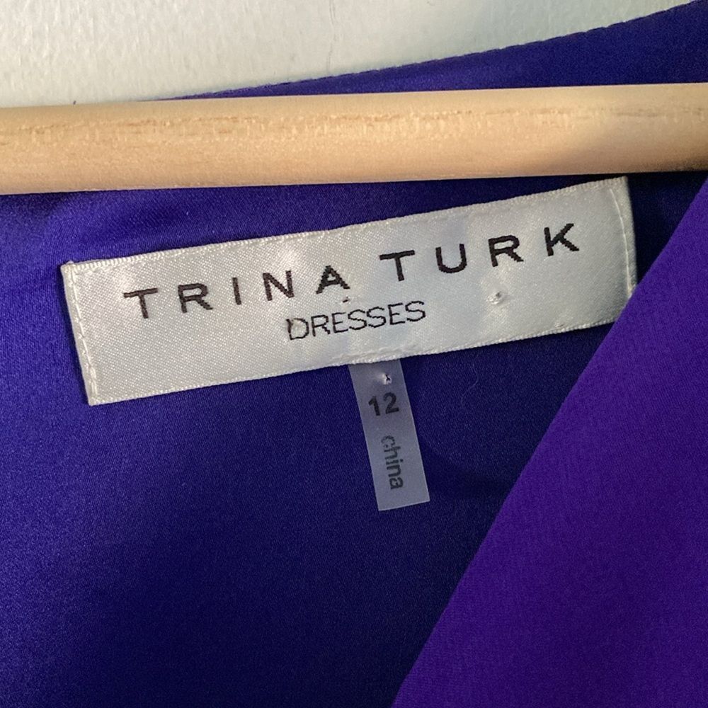 Trina Turk Trina Turk Womans Purple Silk Drape Neck Dress Size 12 Beade Size XL / US 12-14 / IT 48-50 - 3 Thumbnail