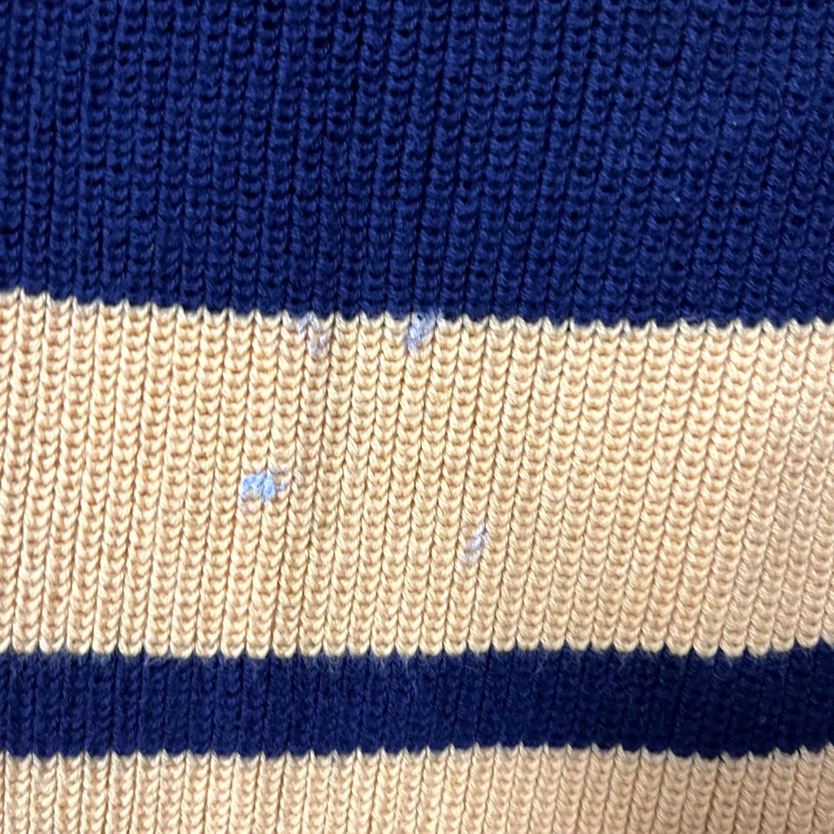 Izod VINTAGE IZOD Sweater Mens Large Yellow Navy Stripe Crewneck Cotton Preppy Knit Size US L / EU 52-54 / 3 - 2 Thumbnail