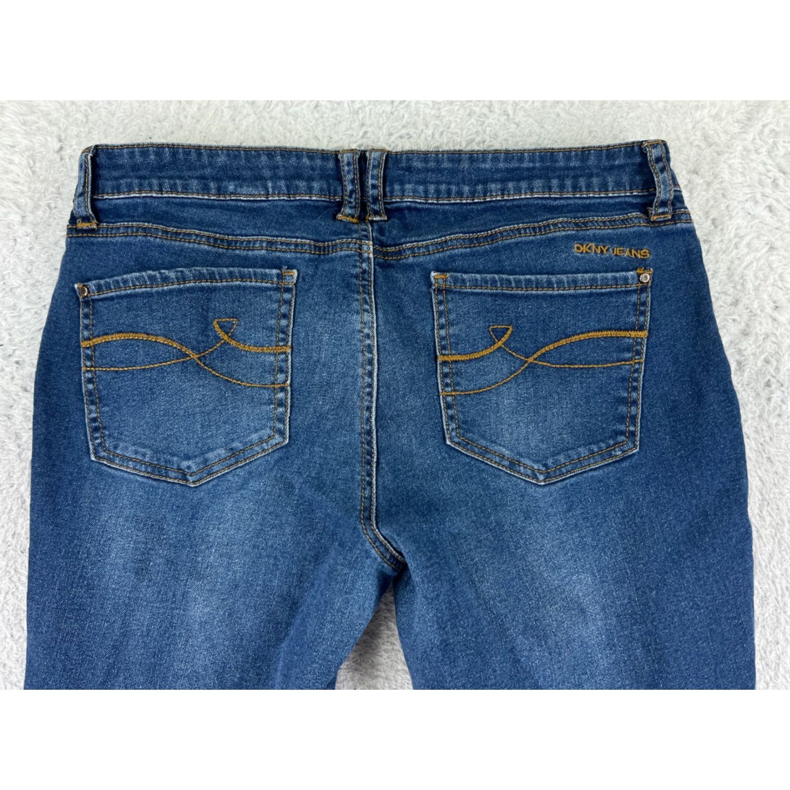 DKNY DKNY Jeans Womens 10 Blue Denim Bootscut Embroidered Cotton Blend Stretch Flat Front 5-Pocket Design Regular Inseam 30 in Blue Size 32" / US 10 / IT 46 - 3 Thumbnail