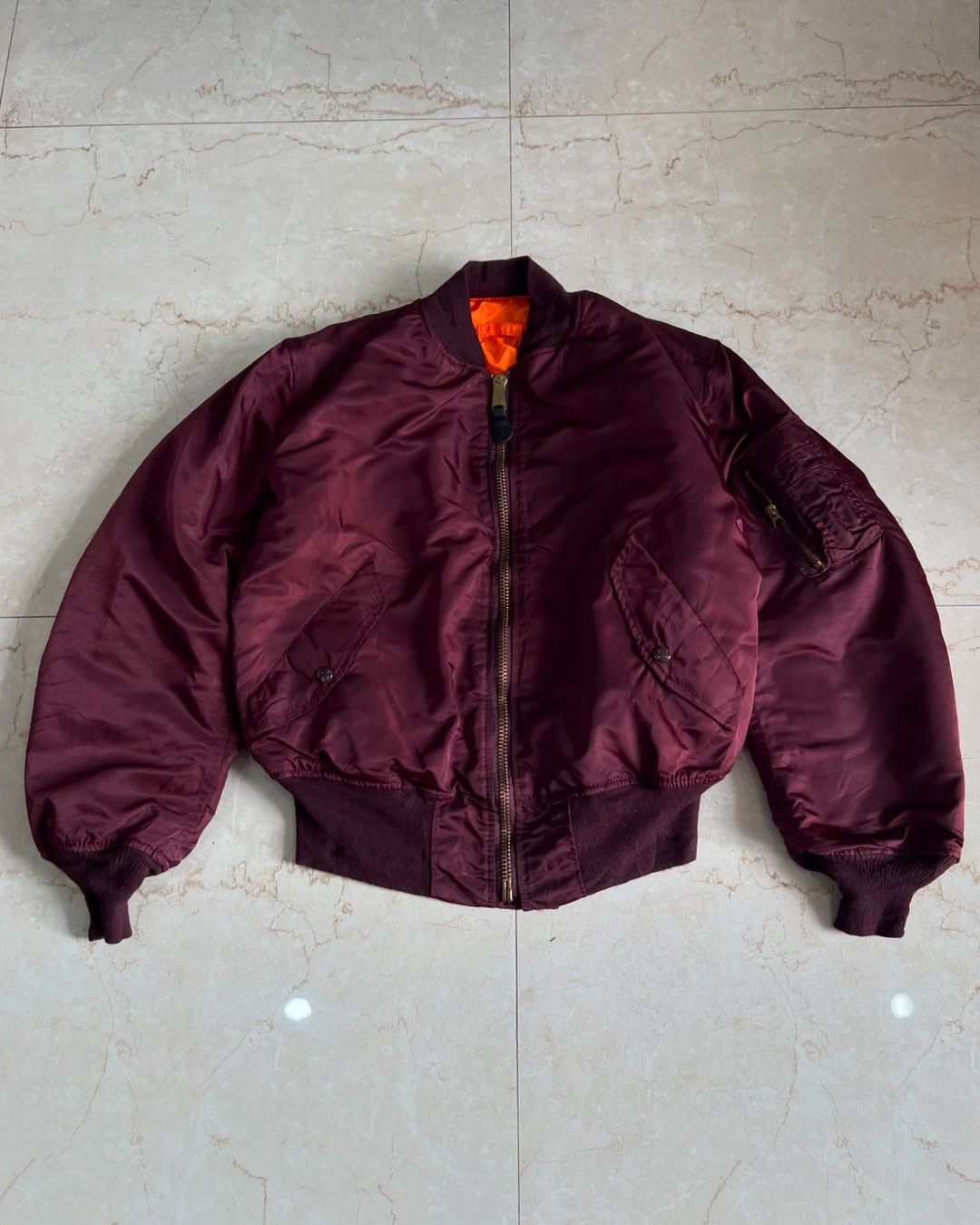 Alpha Industries Rare 90's Alpha Industry MA-1 Maroon Reversible Jacket Size US M / EU 48-50 / 2 - 1 Thumbnail