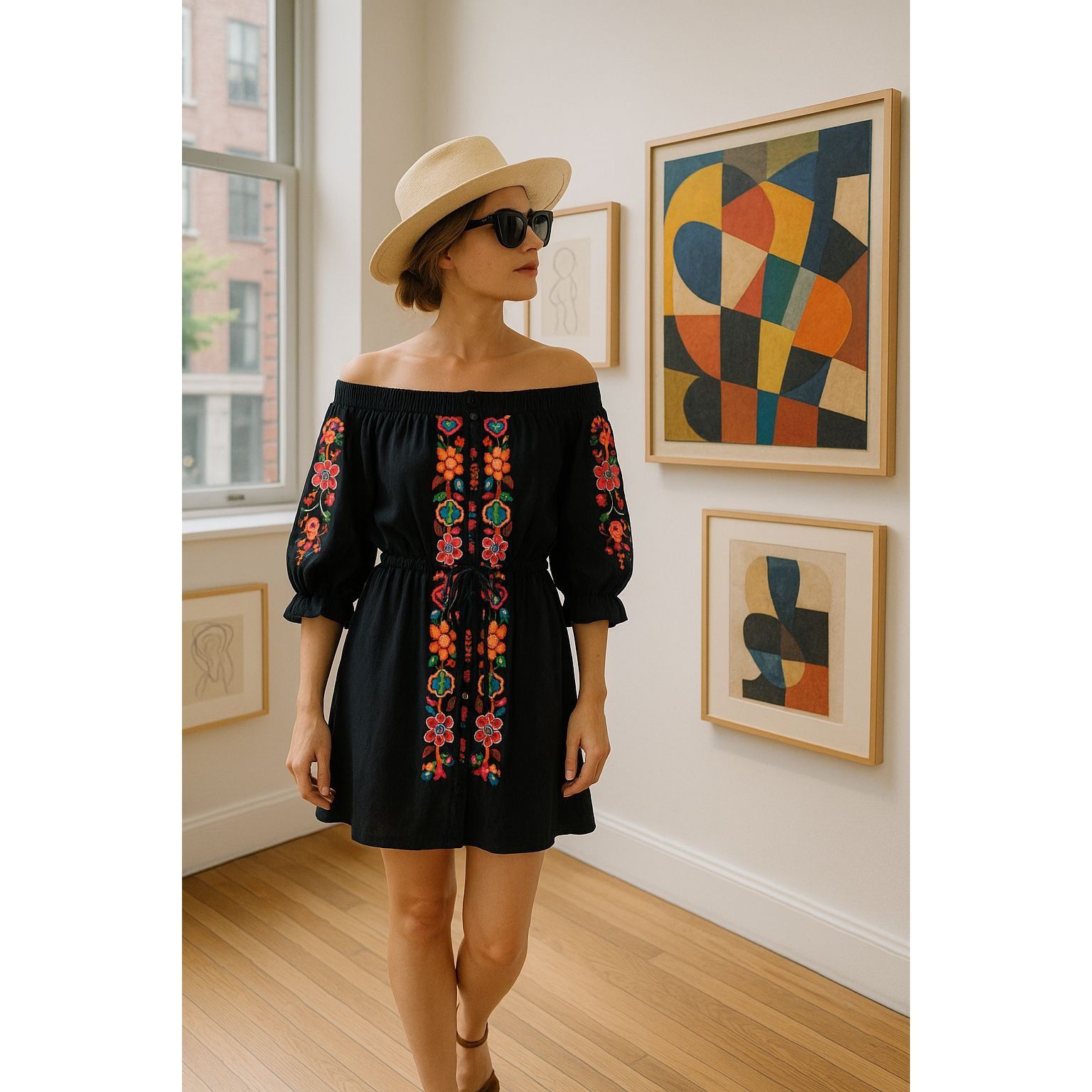 MISA Los Angeles Misa Women's Embroidered Mini Dress Black S Boho Festival Re Size S / US 4 / IT 40 - 3 Thumbnail