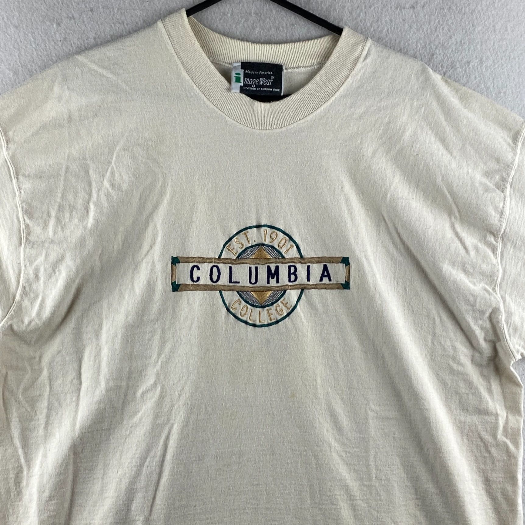 Vintage VINTAGE Image Wear Columbia College Shirt Mens XL Beige Embroidered USA Made 90s Size US XL / EU 56 / 4 - 2 Thumbnail