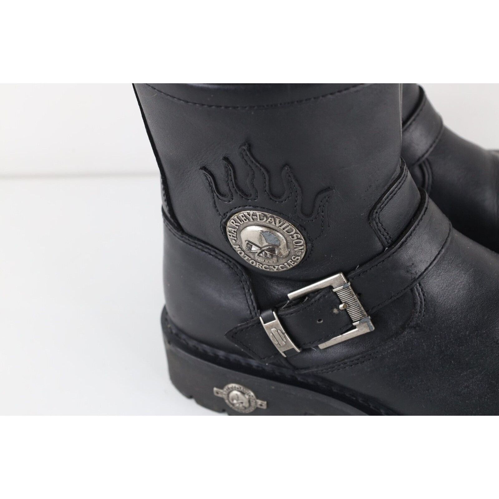 Harley Davidson × Vintage Vintage 90s Harley Davidson Fire Flames Skull Moto Boots Size US 8.5 / EU 41-42 - 6 Thumbnail