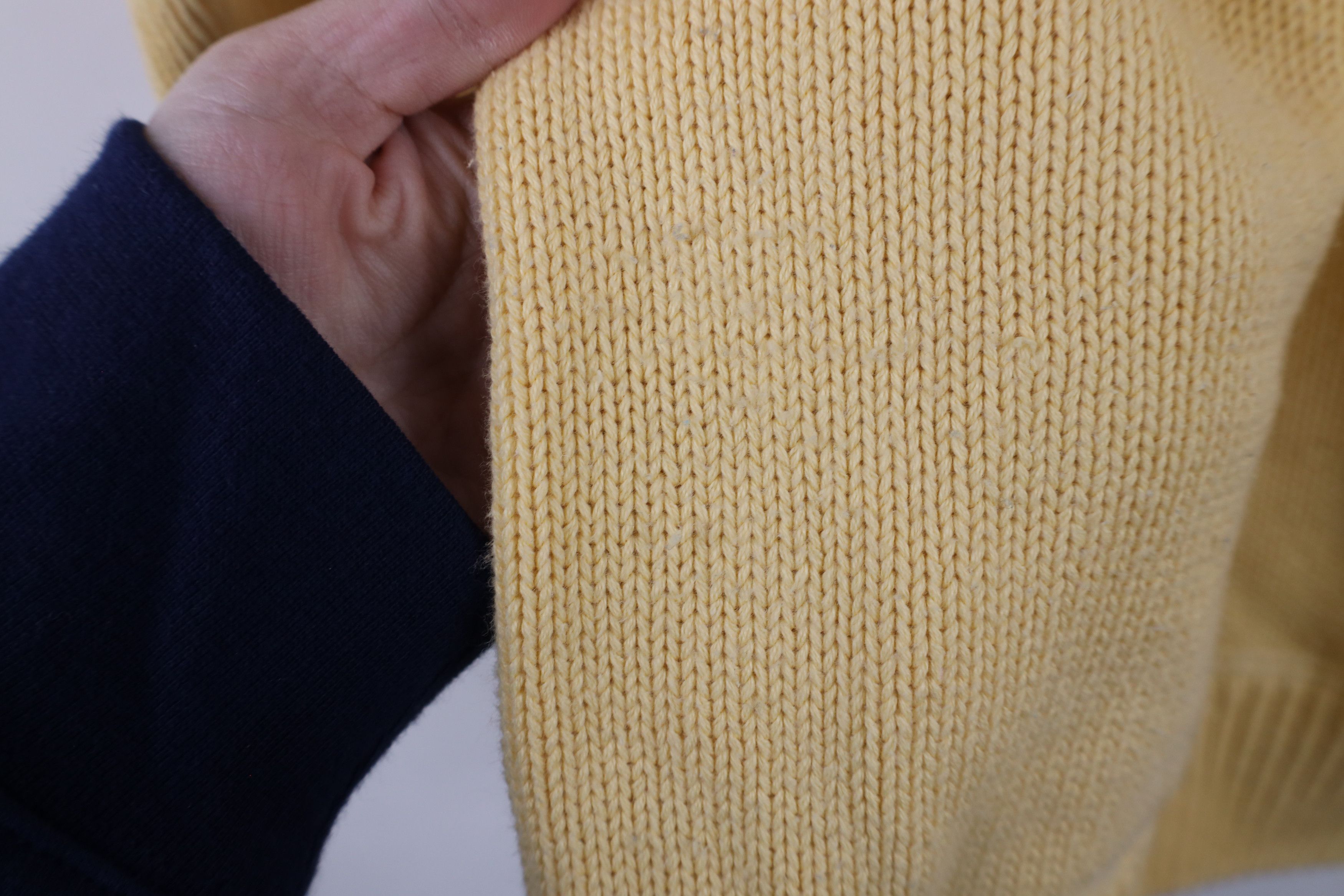 Vintage Vintage 90s Streetwear Blank Cotton Knit Sweater Yellow Size US L / EU 52-54 / 3 - 10 Thumbnail
