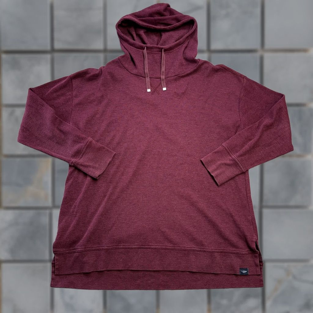 Vintage VINTAGE LL Bean Hoodie Womens XL Burgundy Waffle Knit Cowl Mock Neck Thermal Sweatshirt Size XL / US 12-14 / IT 48-50 - 1 Thumbnail
