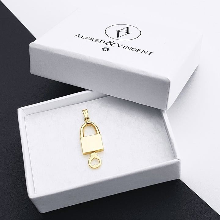 Other Love Script Padlock Heart Key Charm 14k Yellow Gold Pendant Size ONE SIZE - 2 Thumbnail