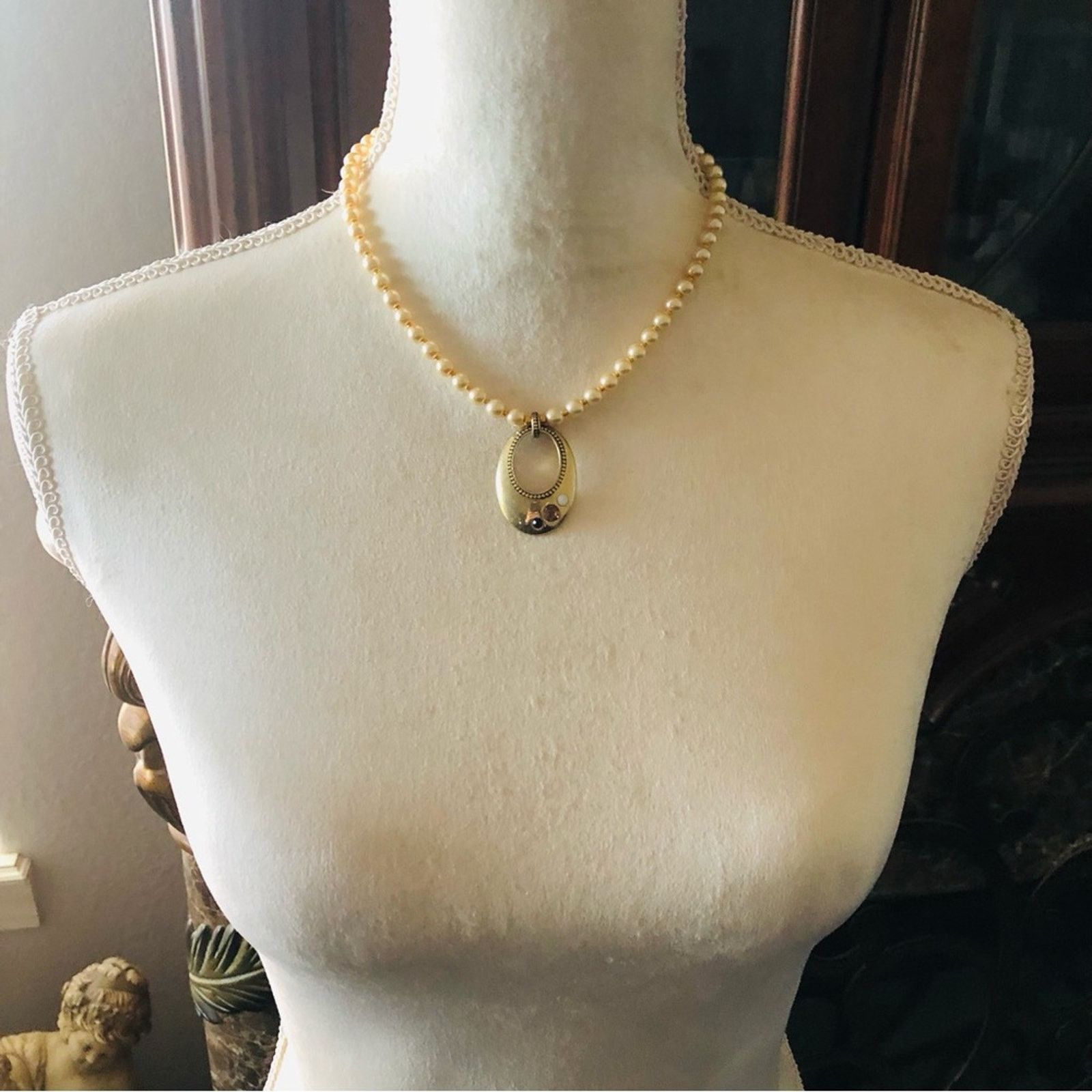 Handmade Handcrafted repurpose stone open raindrop Pearl necklace Size ONE SIZE - 5 Thumbnail