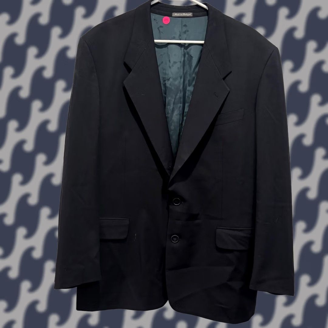 Yves Saint Laurent VINTAGE Yves Saint Laurent Blazer Mens Wool Black 42R Portugal Notched Lapels 1990s Sport Coat Size 42R - 1 Thumbnail