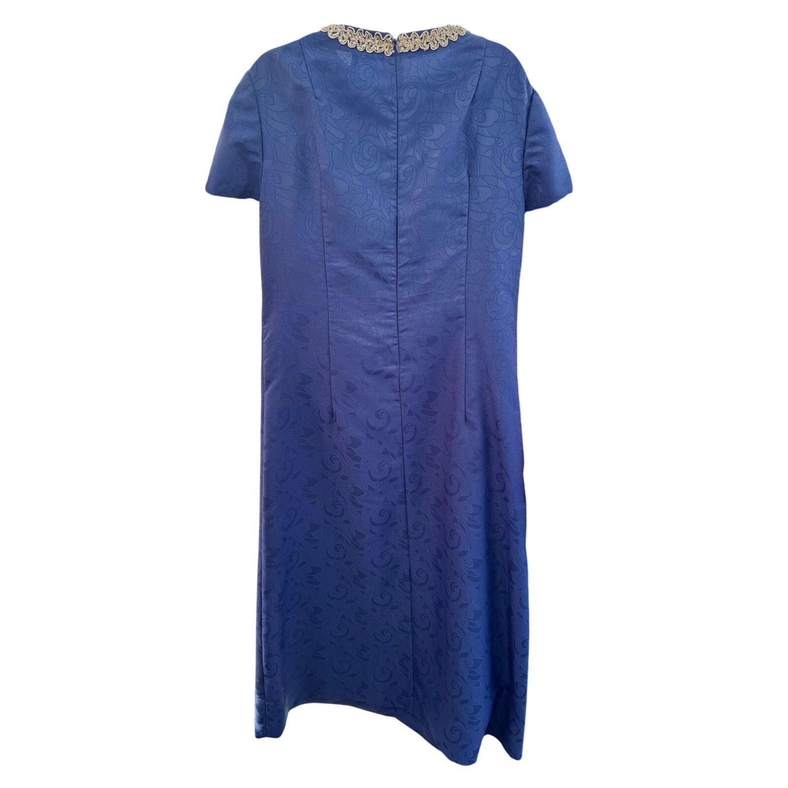Vintage Vintage Navy Blue Embossed Silver Sequin Maxi Dress Large Size L / US 10 / IT 46 - 2 Thumbnail