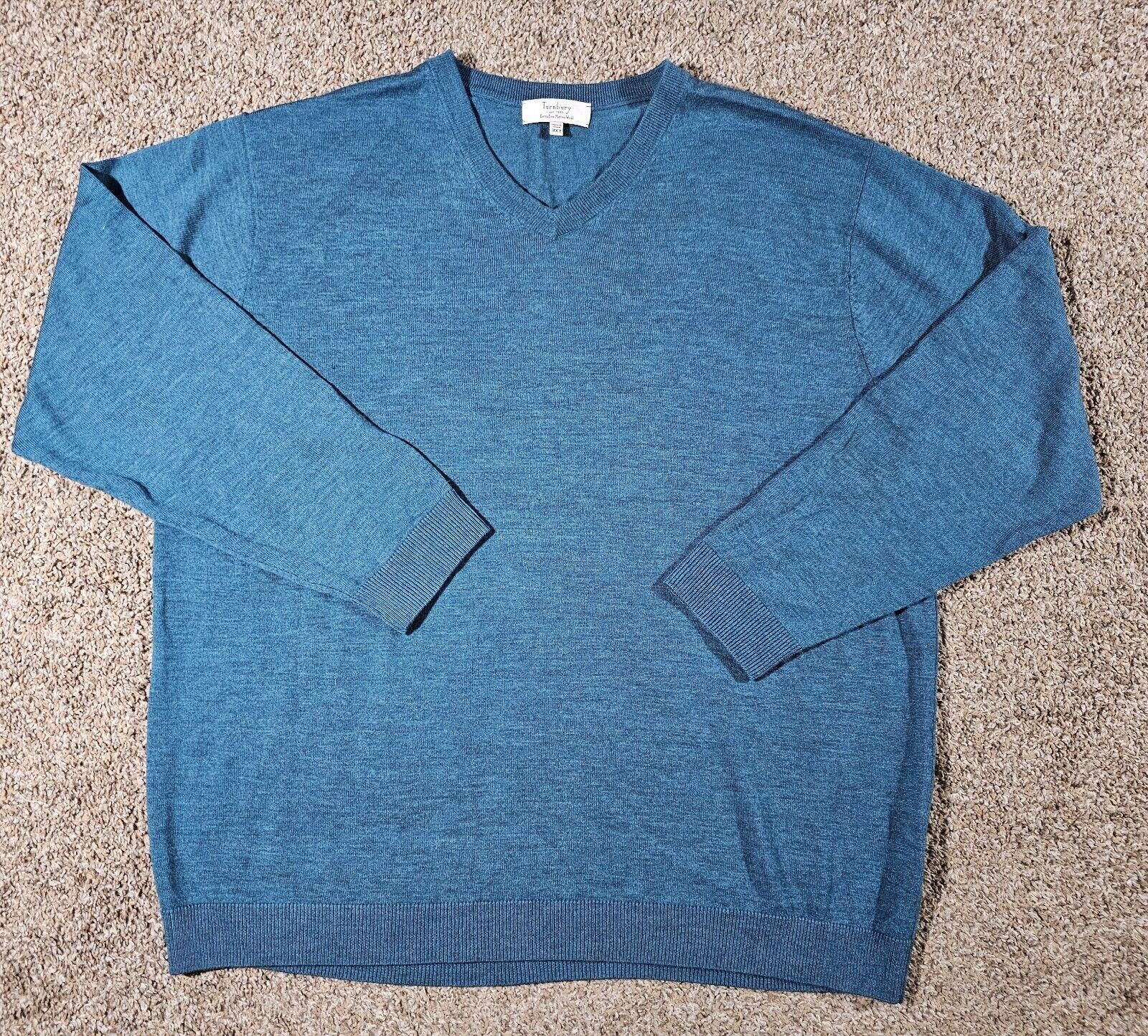 Turnbury Turnbury extra fine merino wool V neck knit sweater 3XT Blue Size US XXL / EU 58 / 5 - 2 Thumbnail