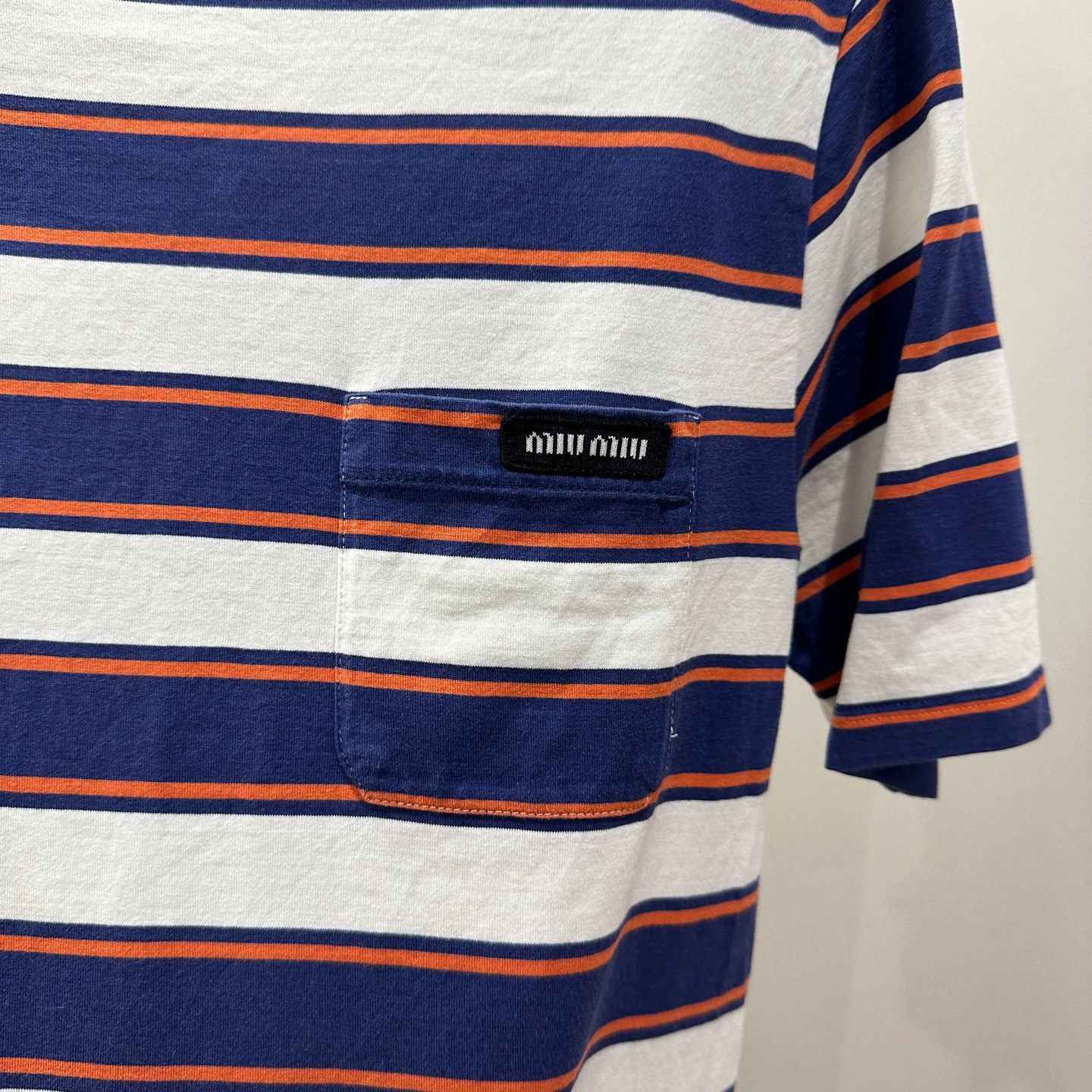 Miu Miu MIU MIU logo striped blocked short sleeve cotton women's S Size S / US 4 / IT 40 - 6 Thumbnail