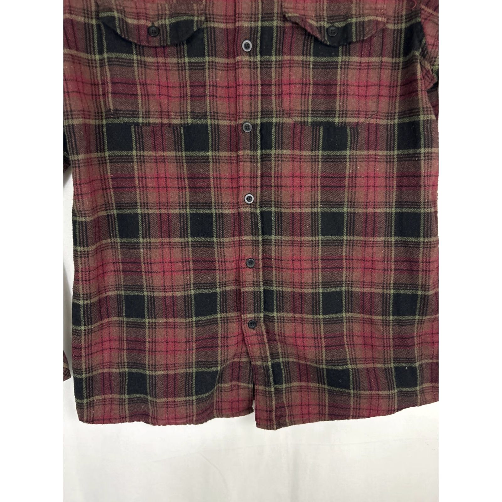 Stoic Stoic Mens Large Flannel Long Sleeve Shirt Plaid Crimson Cotton Blend Size US L / EU 52-54 / 3 - 5 Thumbnail