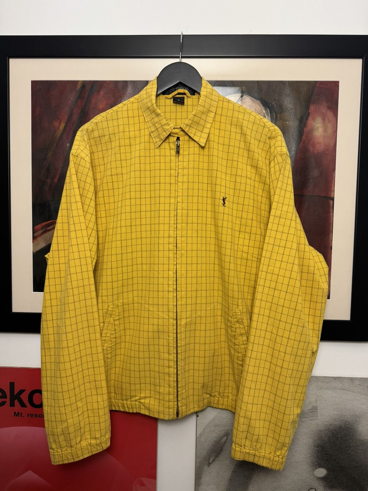 Vintage Yves Saint Laurent YSL Plaid Work Light Jacket Rare