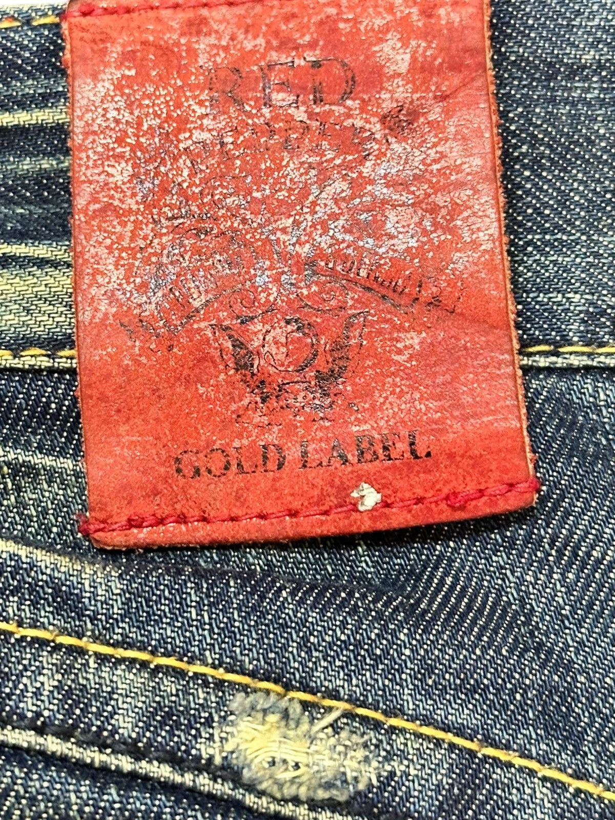 Ed Hardy Vintage Red Pepper Flare Mudwash Distressed Denim Size US 30 / EU 46 - 7 Thumbnail