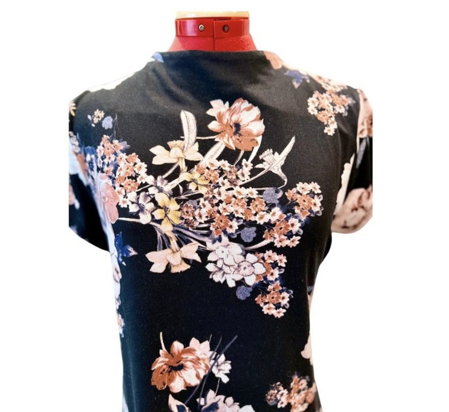 Other Women’s 2XL Black Floral Sheath Dress Mock Neck Stretch Midi Size XXL / US 16-18 / IT 52-54 - 3 Thumbnail