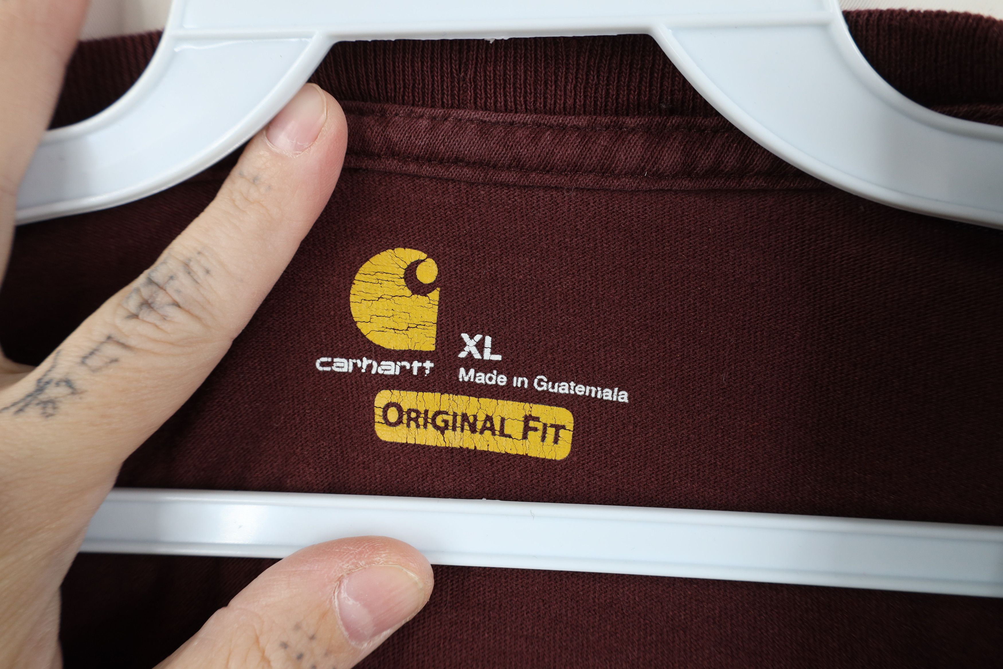 Carhartt Vintage Y2K Carhartt Baggy Short Sleeve T-Shirt Burgundy Size US XL / EU 56 / 4 - 6 Thumbnail