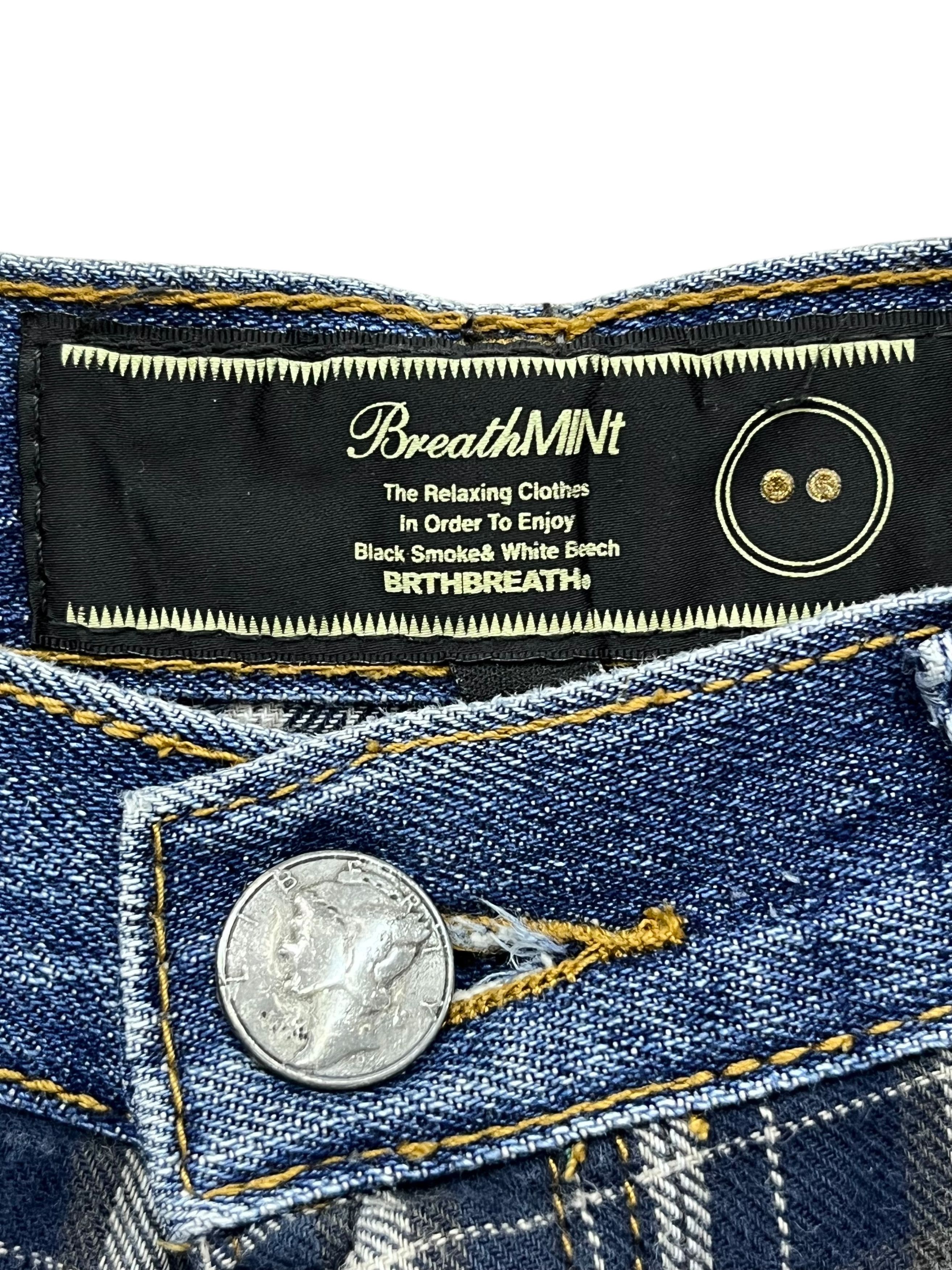 🔥VERY RARE🔥BREATHMINT Punk Tartan Triple Waist Denim