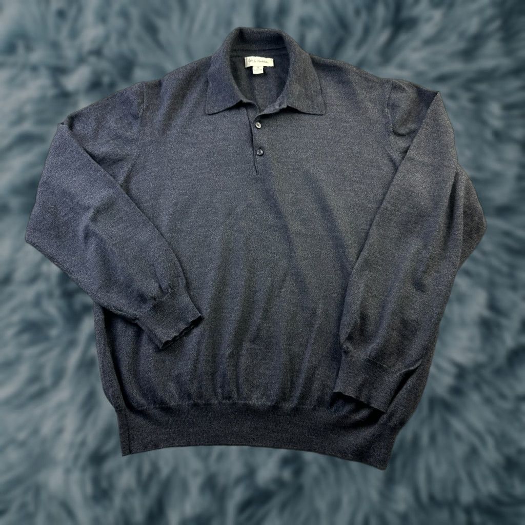 Nordstrom Nordstrom Polo Shirt Mens XL Knit Wool Merino Italy Gr ay Logo Button Vintage? No Polo Shirt Size US XL / EU 56 / 4 - 1 Thumbnail