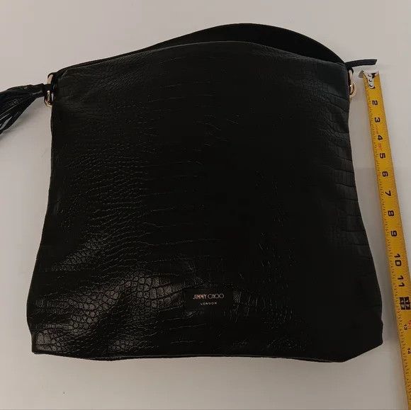 Jimmy Choo Jimmy Choo Croc-Embossed Leather Soft Hobo Bag - Black Size ONE SIZE - 16 Thumbnail