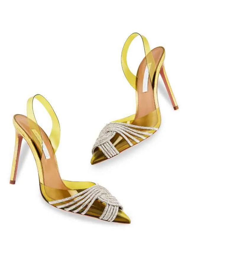 Aquazzura o1srvl11e1024 Heel in Golden Size US 8 / IT 38 - 2 Thumbnail