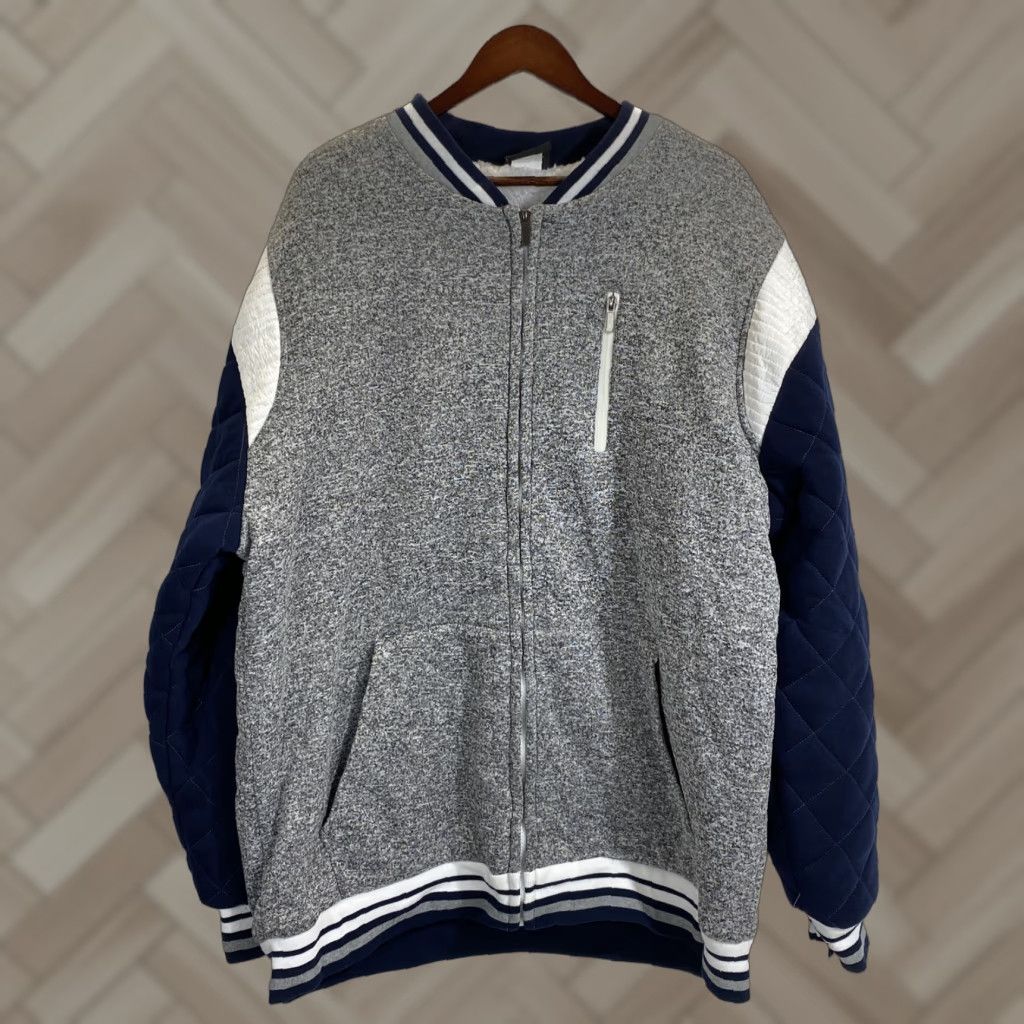 Vintage Gear Jacket Mens Varsity Style NWT Size 3XL Blue Gray White #341 Size US XXL / EU 58 / 5 - 1 Thumbnail