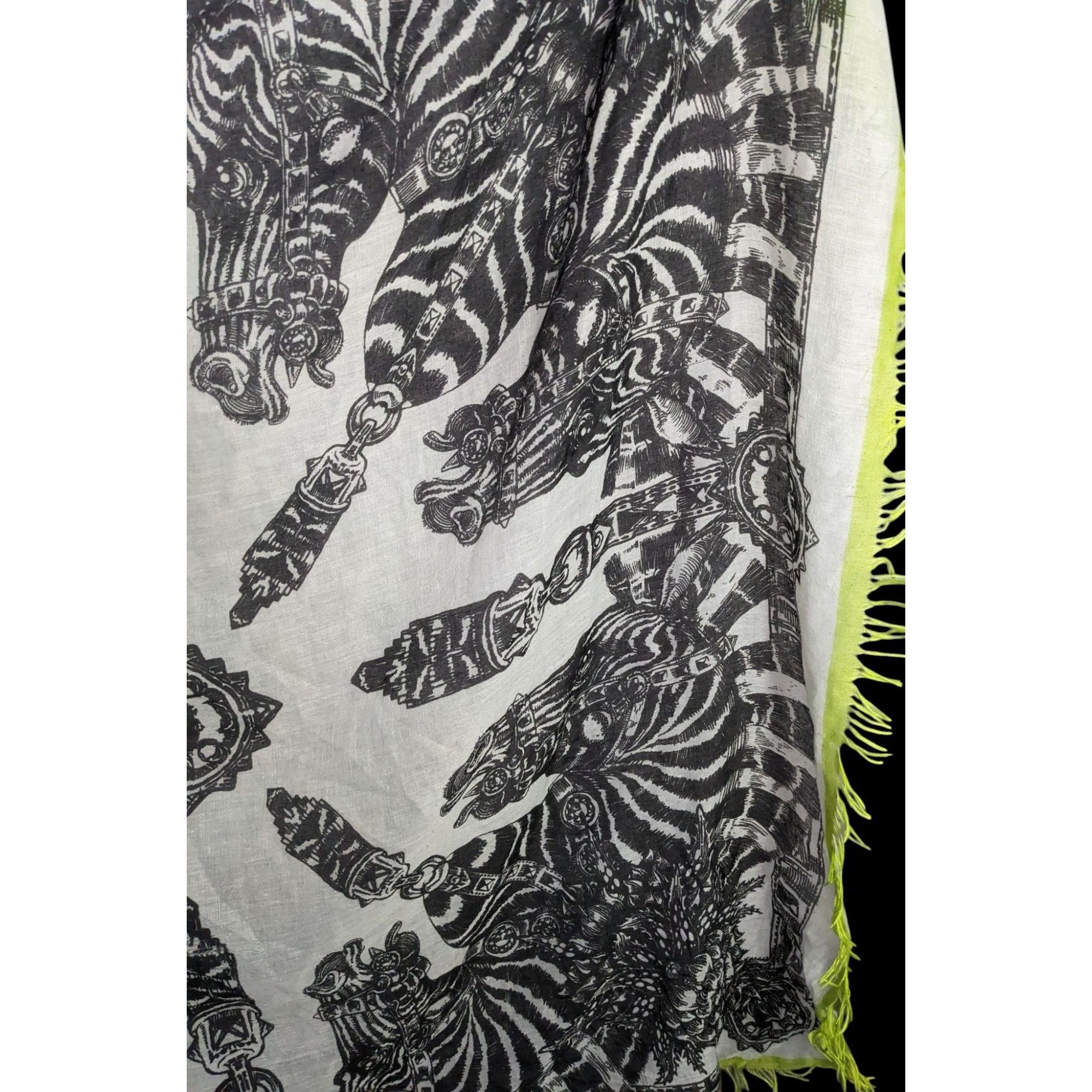 Other Echo Zebra Contrast Fringe Square Scarf Size ONE SIZE - 2 Thumbnail