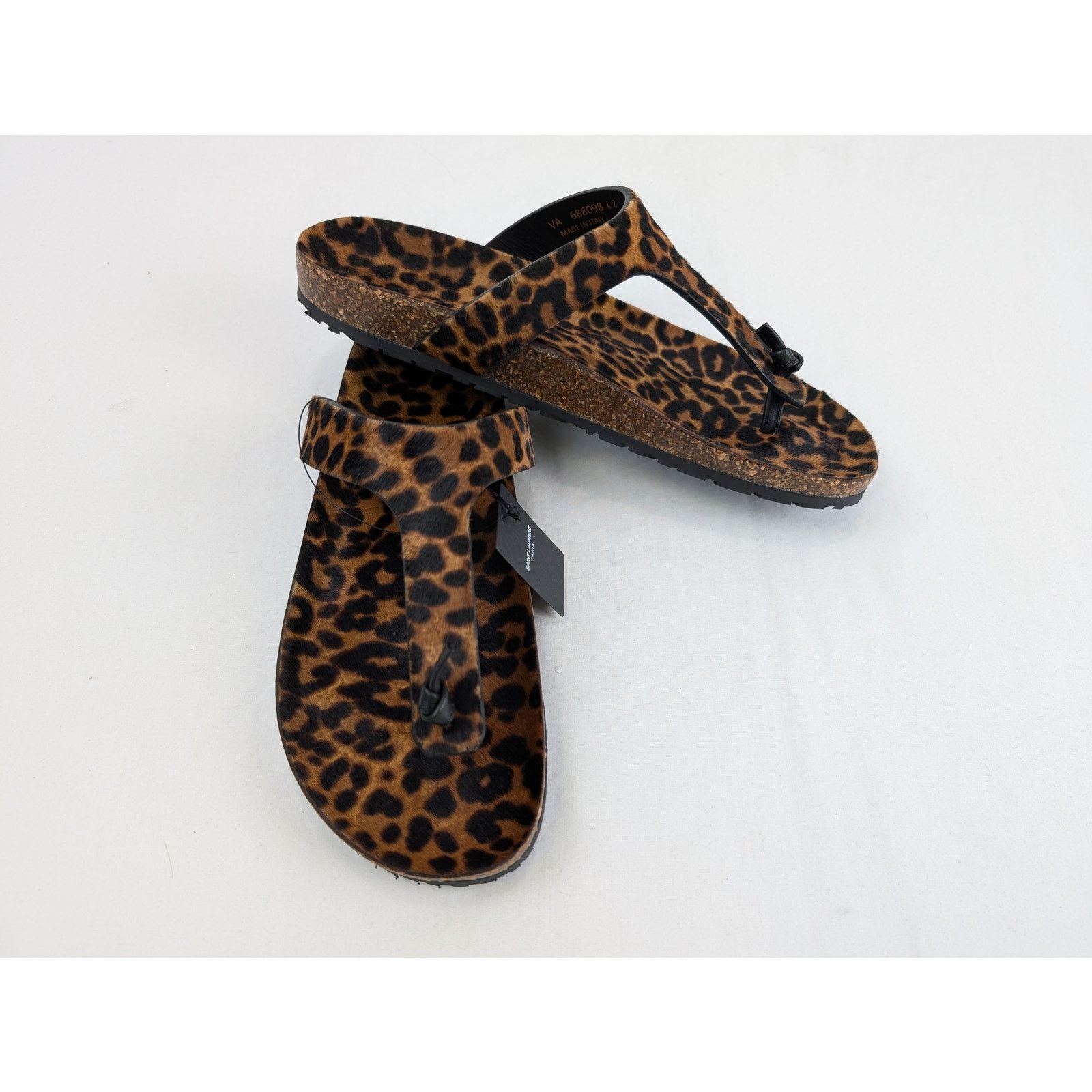 Saint Laurent Paris o1rshd1 Pony Spots Slipper sandal in Brown/Black Size US 10.5 / EU 43-44 - 1 Thumbnail