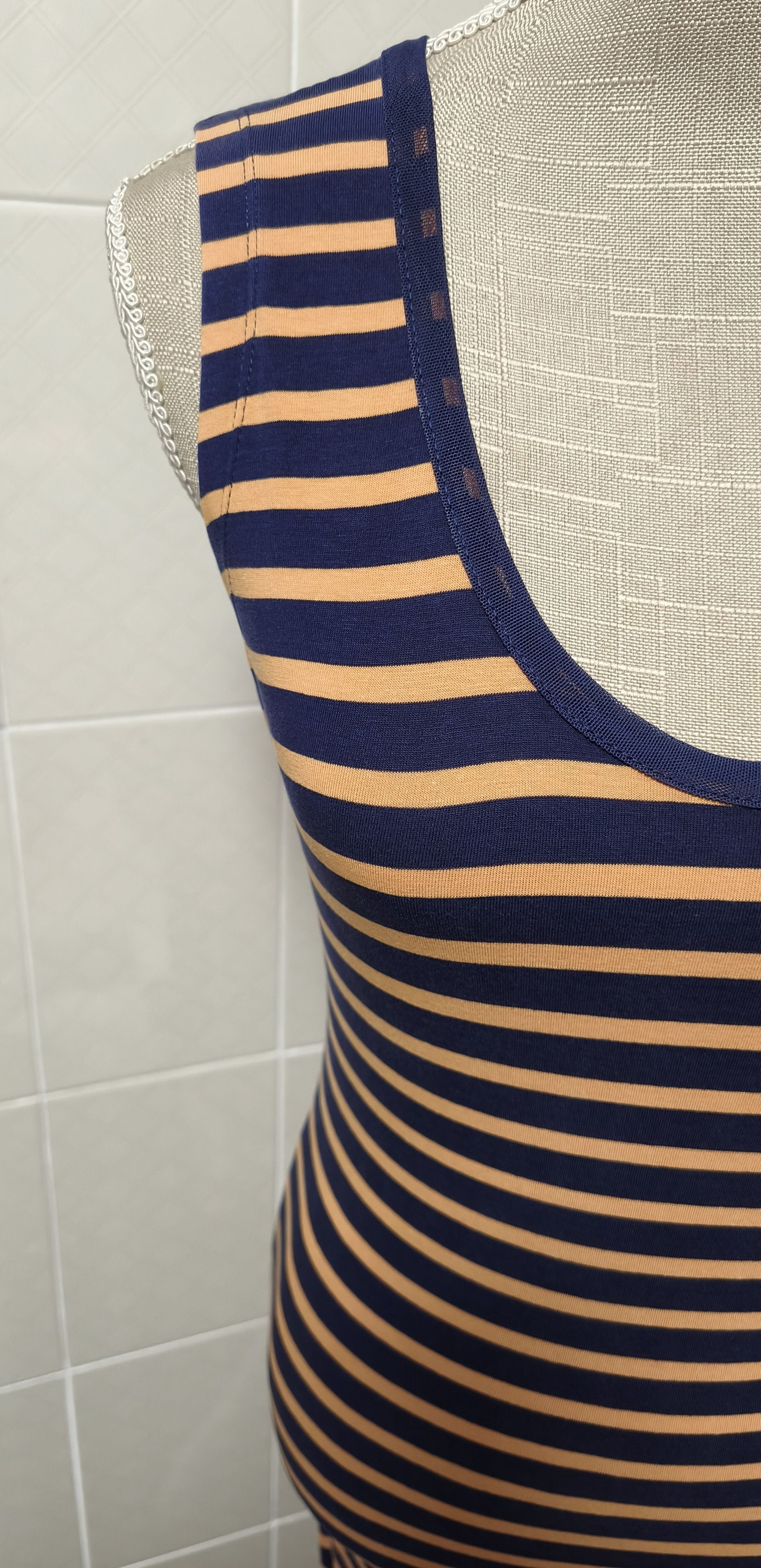 Jean Paul Gaultier 2000's Short dress in navy and orange stripes Size XS / US 0-2 / IT 36-38 - 4 Thumbnail