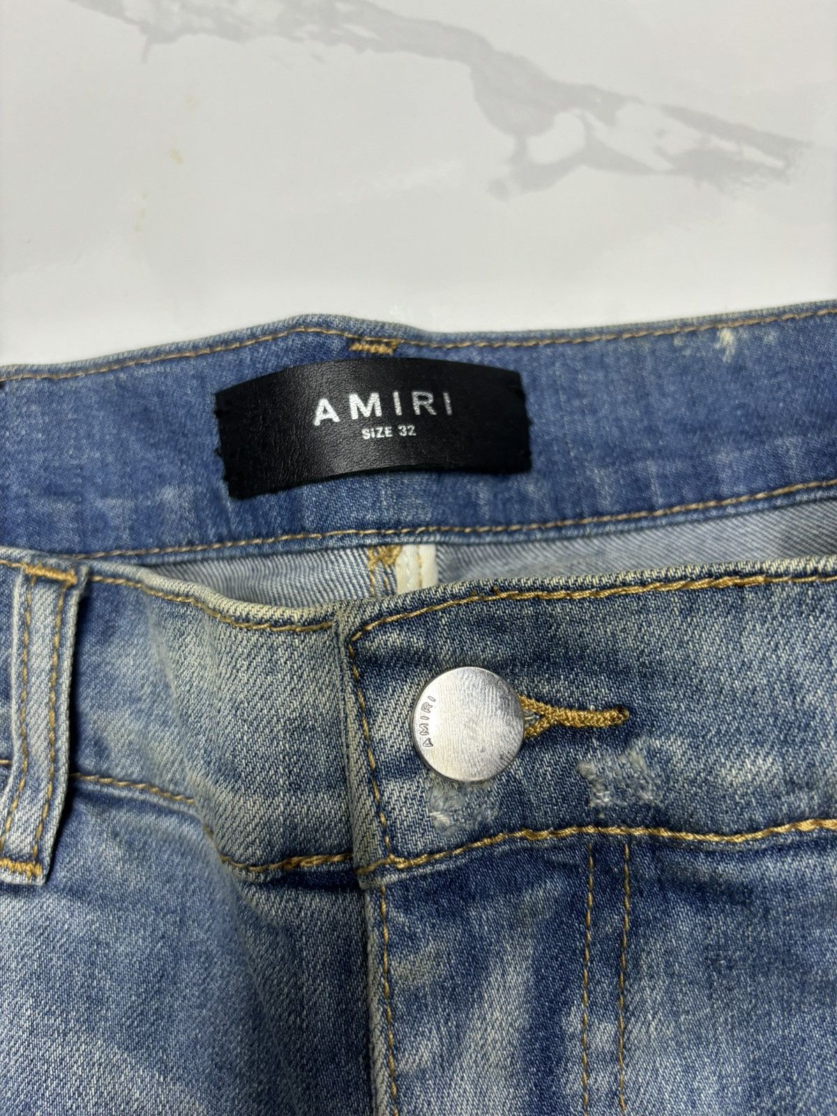 Amiri Amiri White Stripe Blue Denim Jeans Size US 32 / EU 48 - 9 Thumbnail