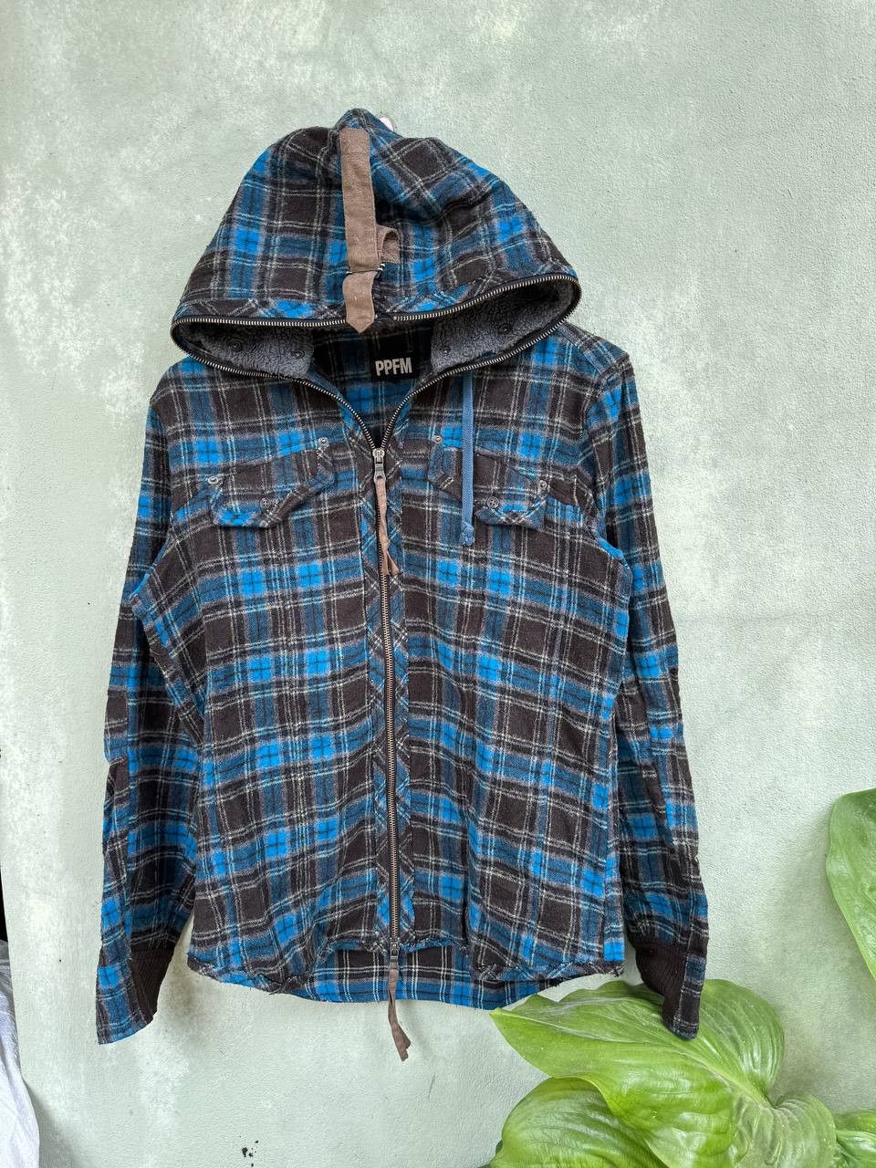 image of Ppfm Hoodie Full Zipper Jacket in Blue, Men's (Size Medium)