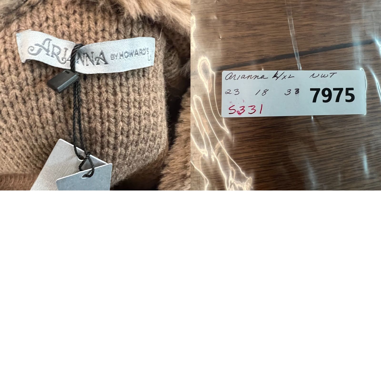 Vintage Vintage Arianna by Howards Women's XL Cardigan Sweater Open Front Faux Fur Collar Brown Size XL / US 12-14 / IT 48-50 - 8 Thumbnail