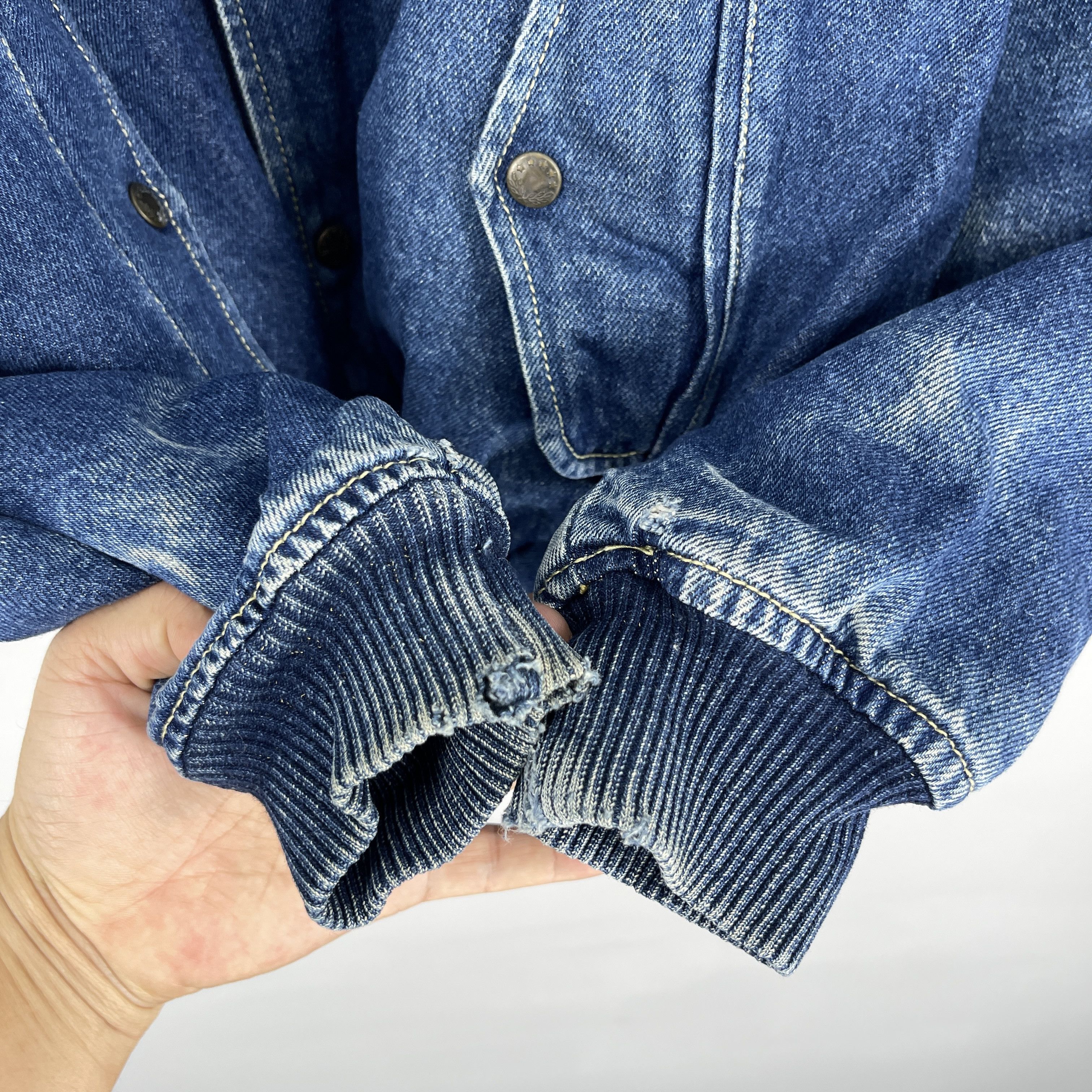 Vintage Vintage 1990s CANGARCON Bomber Style Denim Jacket Size US L / EU 52-54 / 3 - 7 Thumbnail