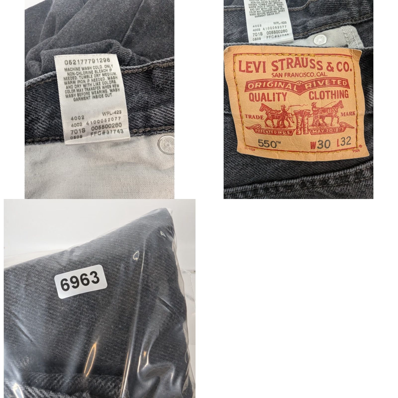 Levi's VINTAGE Levi's 550 Jeans Mens 30x32 Black Denim Relaxed Fit Straight 30in Inseam 28in Waist Grunge City Skate N/A Size US 30 / EU 46 - 9 Thumbnail